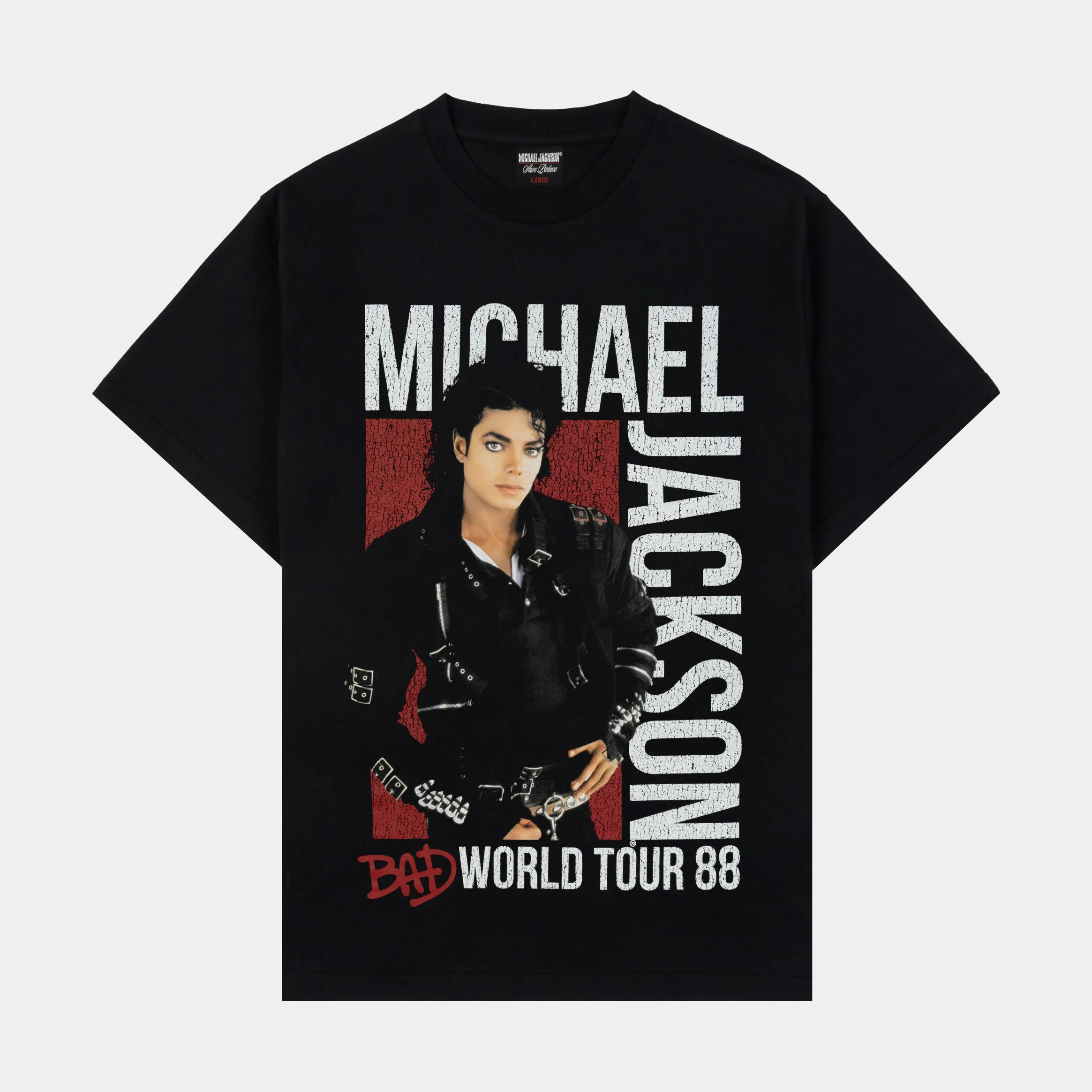 SP x Michael Jackson World Tour 88 Mens Short Sleeve Shirt (Black) GarmentDyedTexture