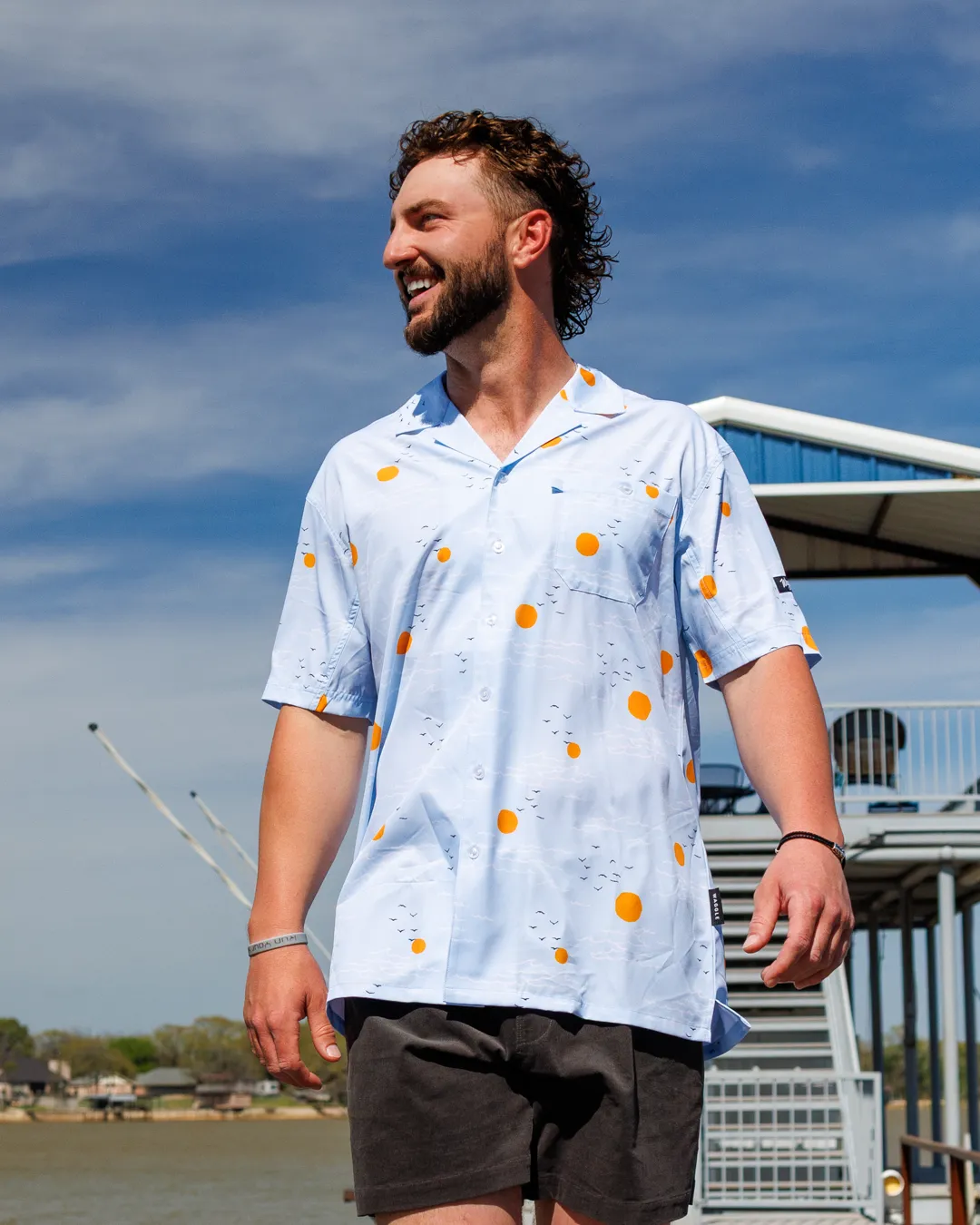 Vintage Wash Abrasion resistant Horizon Men's Button-Down Camp Shirt