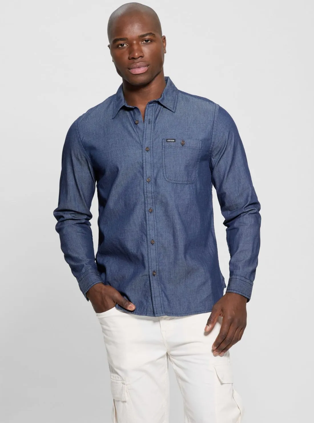 Lace Accent Weekend Casual Blue Denim Work Shirt