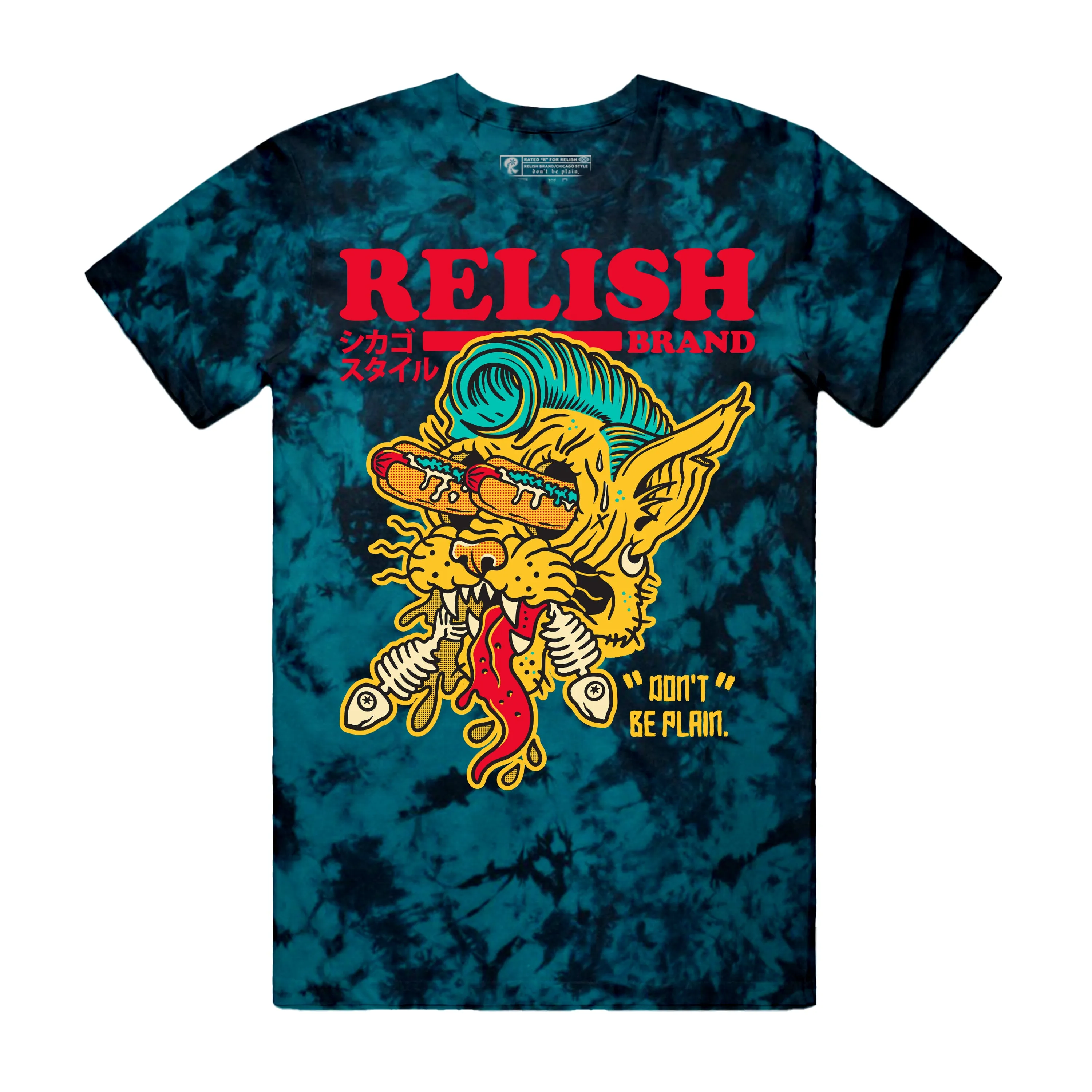 Hotdog Cat - Chicago style - Teal Tie Dye City Fashion Look
