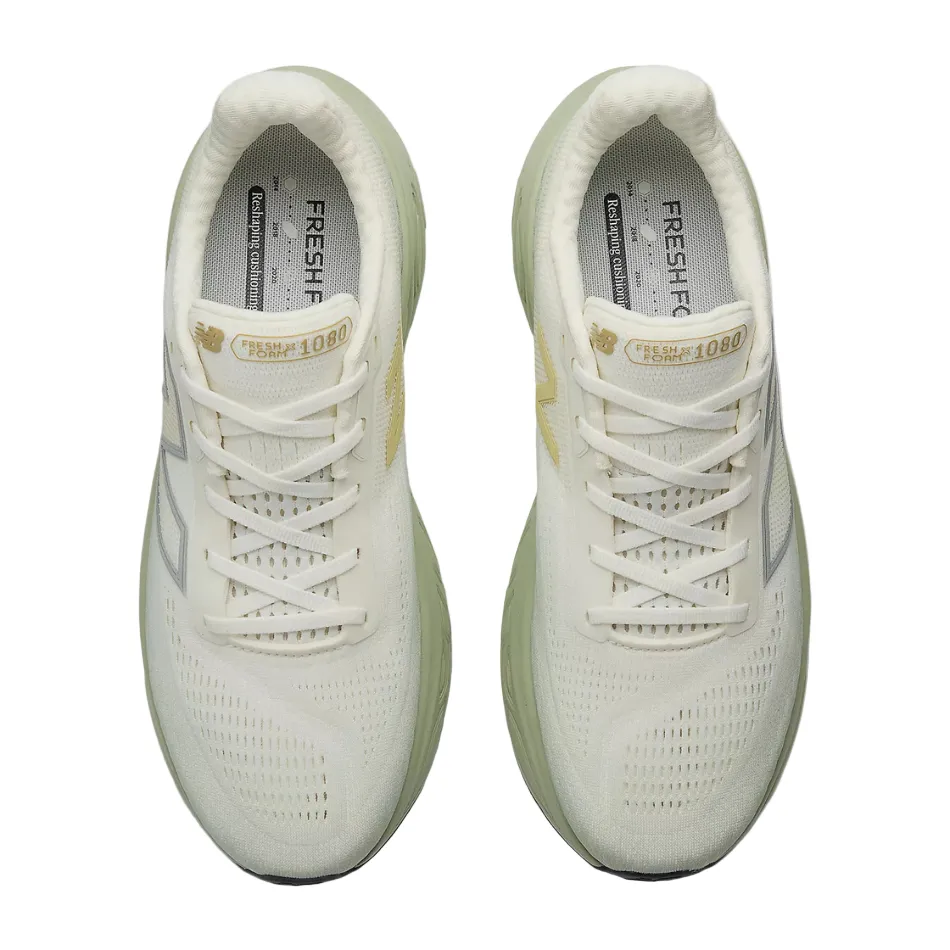 Ventilated Perforation System Breathable Ventilation Channels New Balance Men's 1080 V14 Running Shoes in Garter Snake/Sea Salt/Silver Metallic AW25