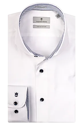 Versatile Look Stylish Appearance ID10244-Thomas Maine White Blue Button Shirt