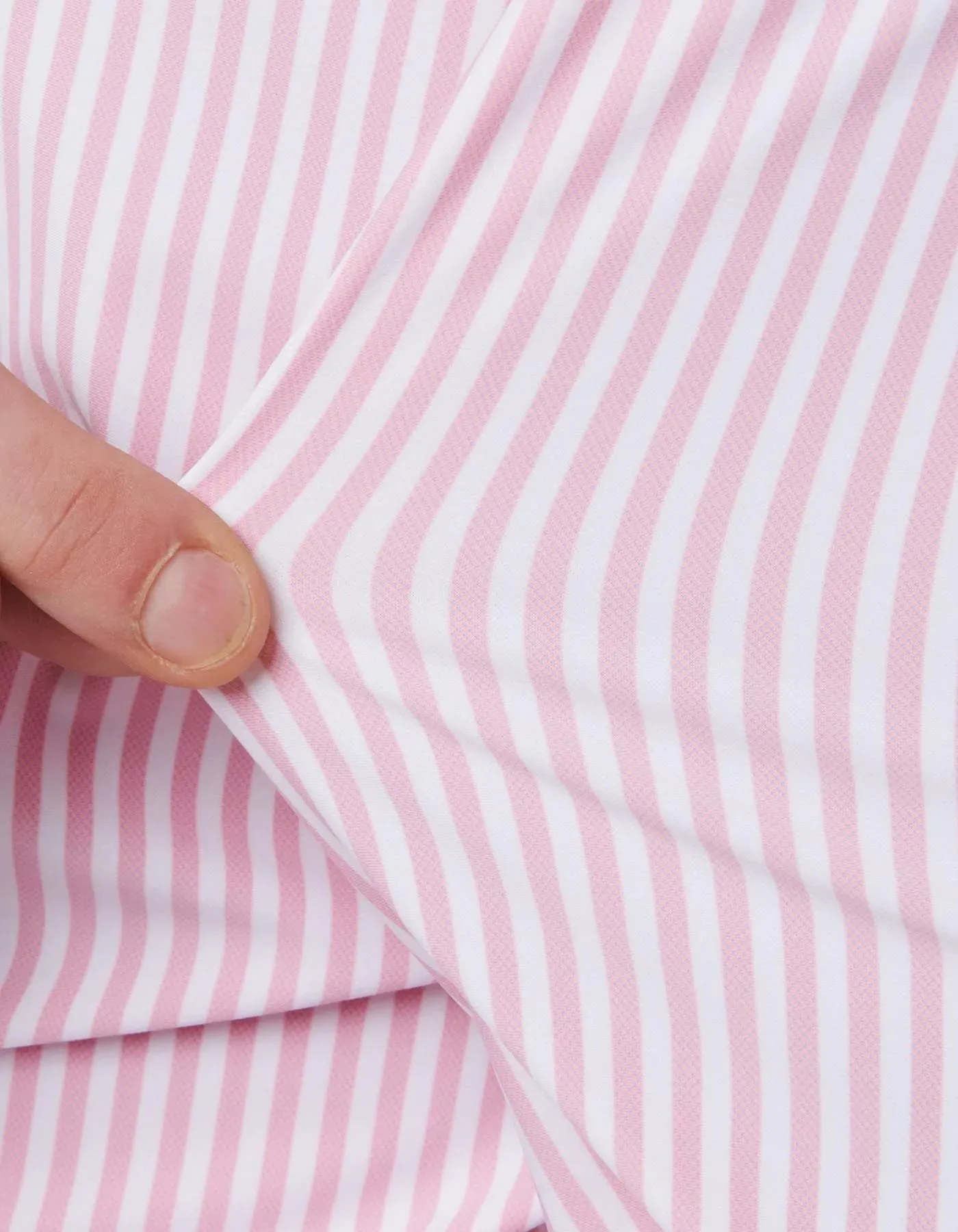 ID24123-Xacus "Active" Pink Stripe Shirt Brushed Inner Lining Smooth Texture