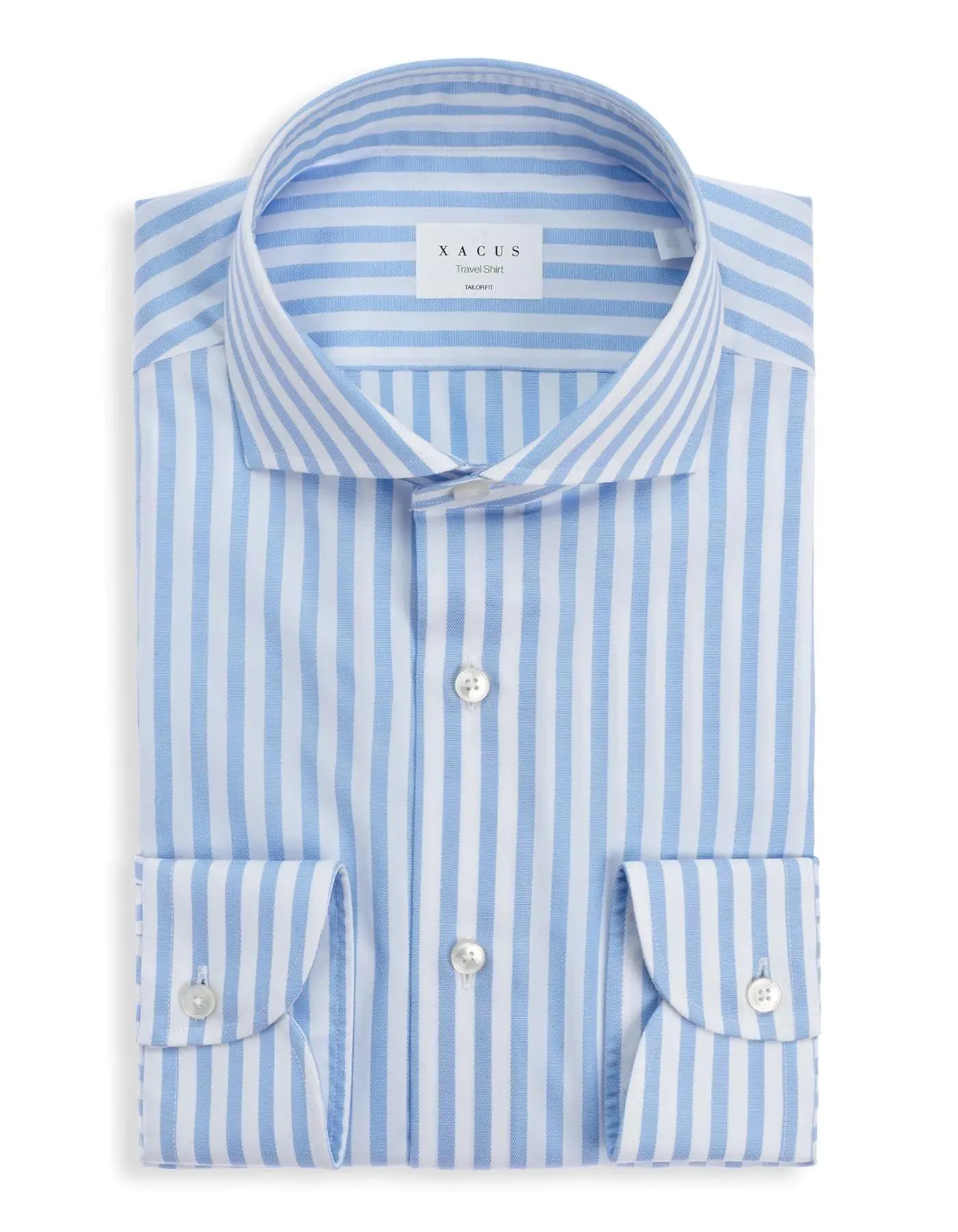 ID24137-Xacus Sky Bengal Broad Stripe Shirt Stretch Fit Technology Daytime Look