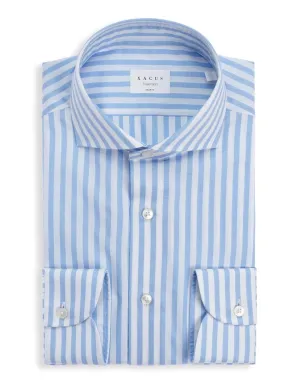 ID24137-Xacus Sky Bengal Broad Stripe Shirt Stretch Fit Technology Daytime Look