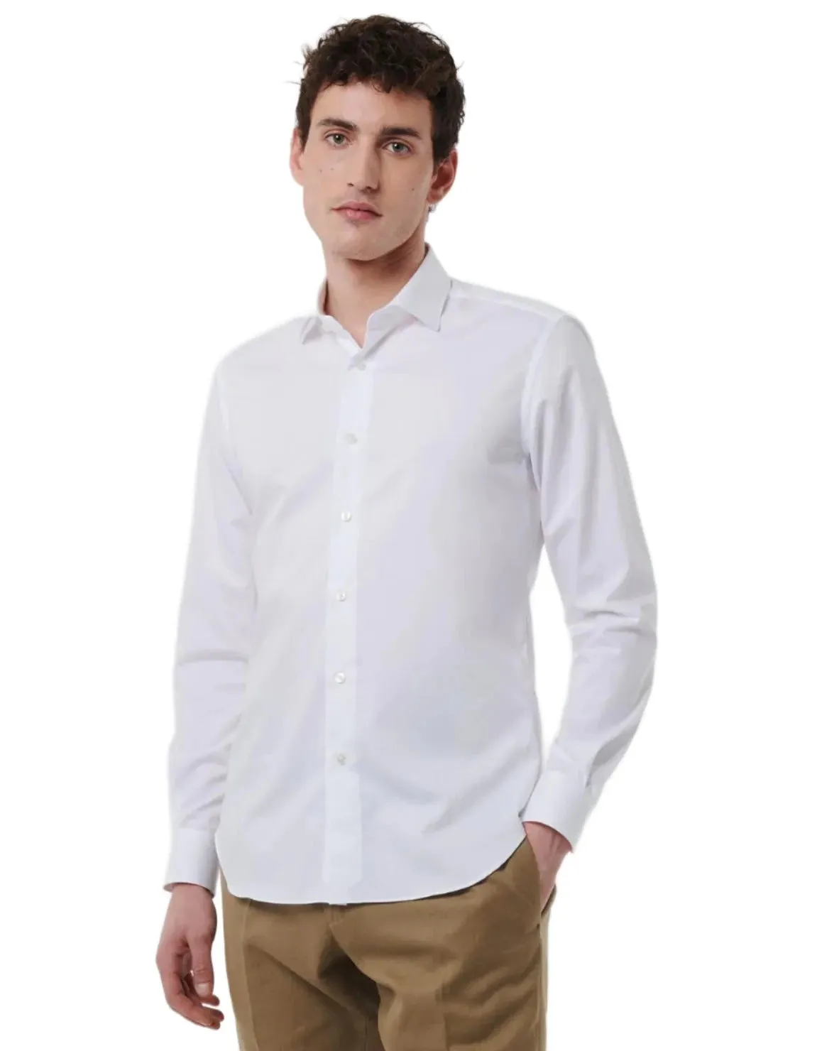 ID24542 Xacus Evolution Fit White Travel Shirt Simple Layer