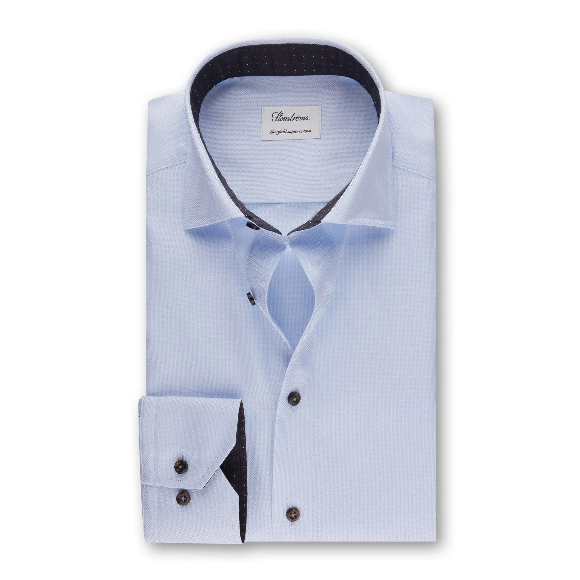 ID60320-Strenstroms-Blue Contrast Collar Cuff Work Appropriate Performance Fabric