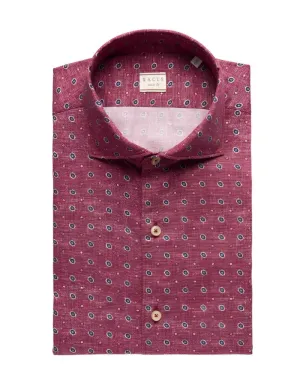 ID6471-Xacus Washed Rose Print Casual Look Stretch Material