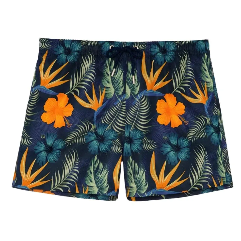 ID70551-Hom "Tiki" Navy Floral Beach Short Stylish Design