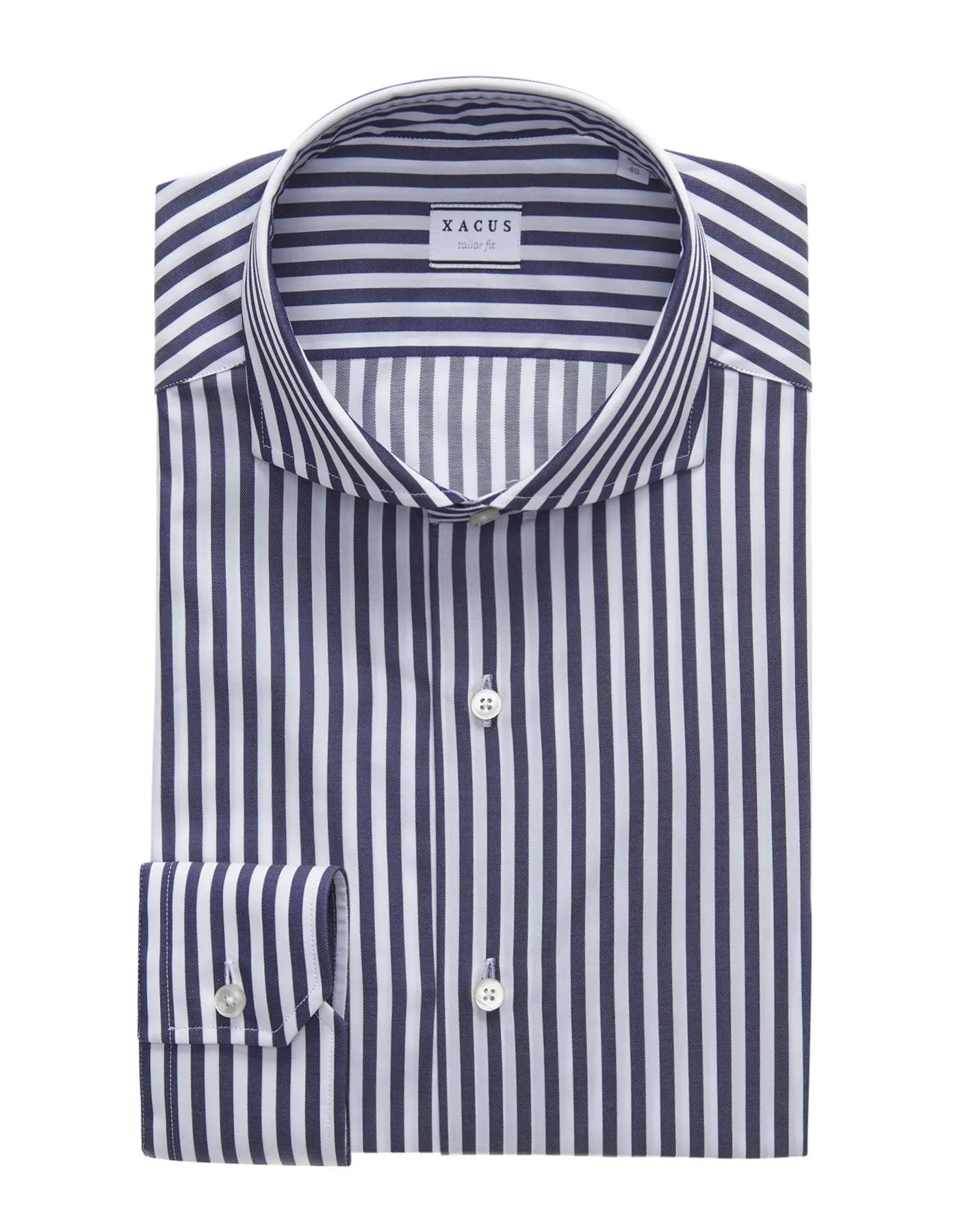 ID8451-Xacus Navy Bengal Stripe Fashion Comfort Wrinkle-Free