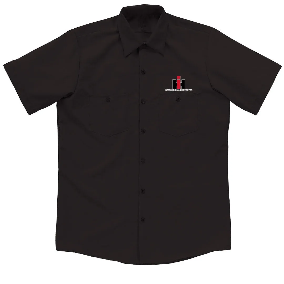 Two Tone Stitching IH Button Up Shirt in Black