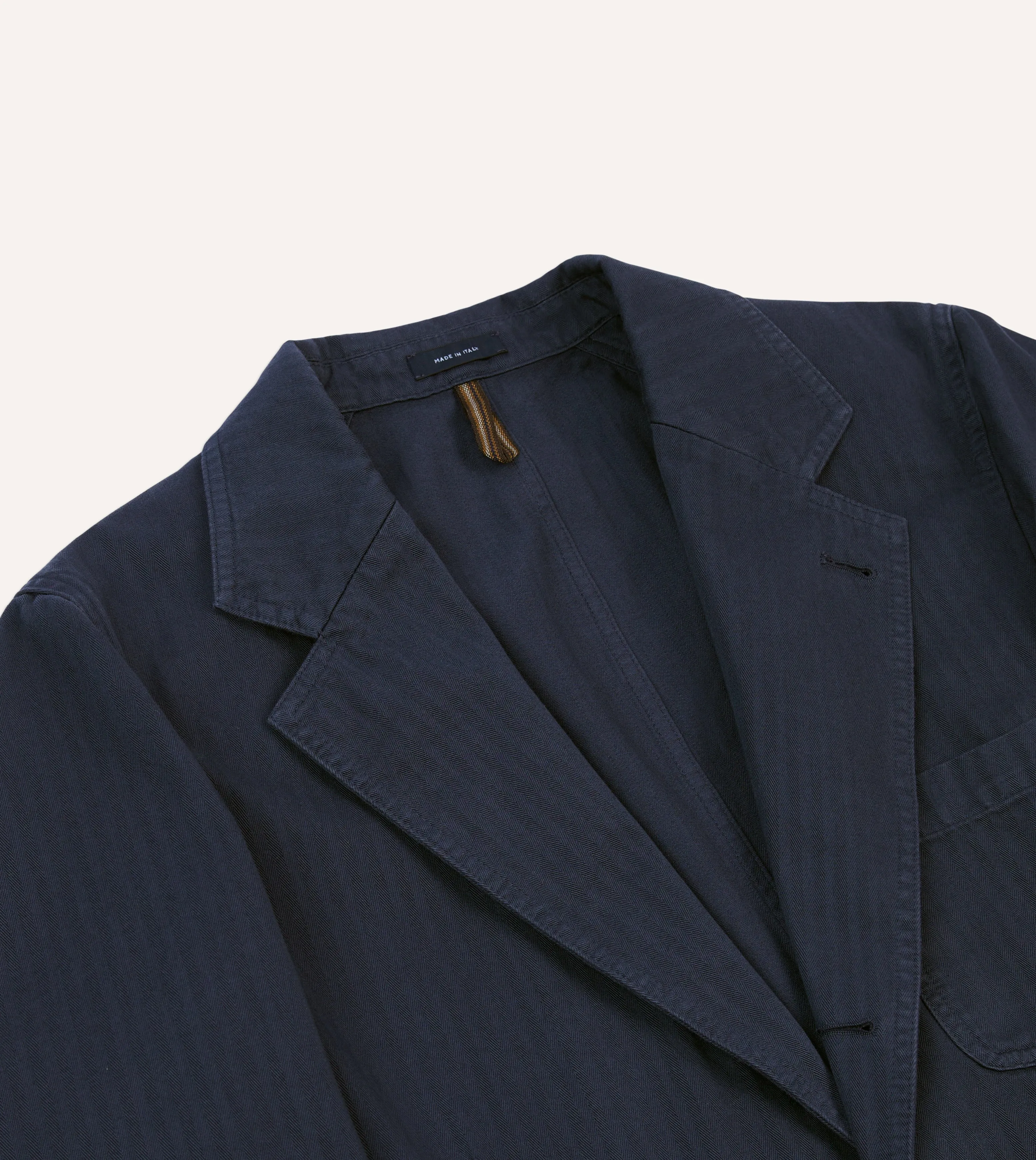 Navy Herringbone Cotton Games Blazer Mk. I Stay Dry Interior Oversized Silhouette