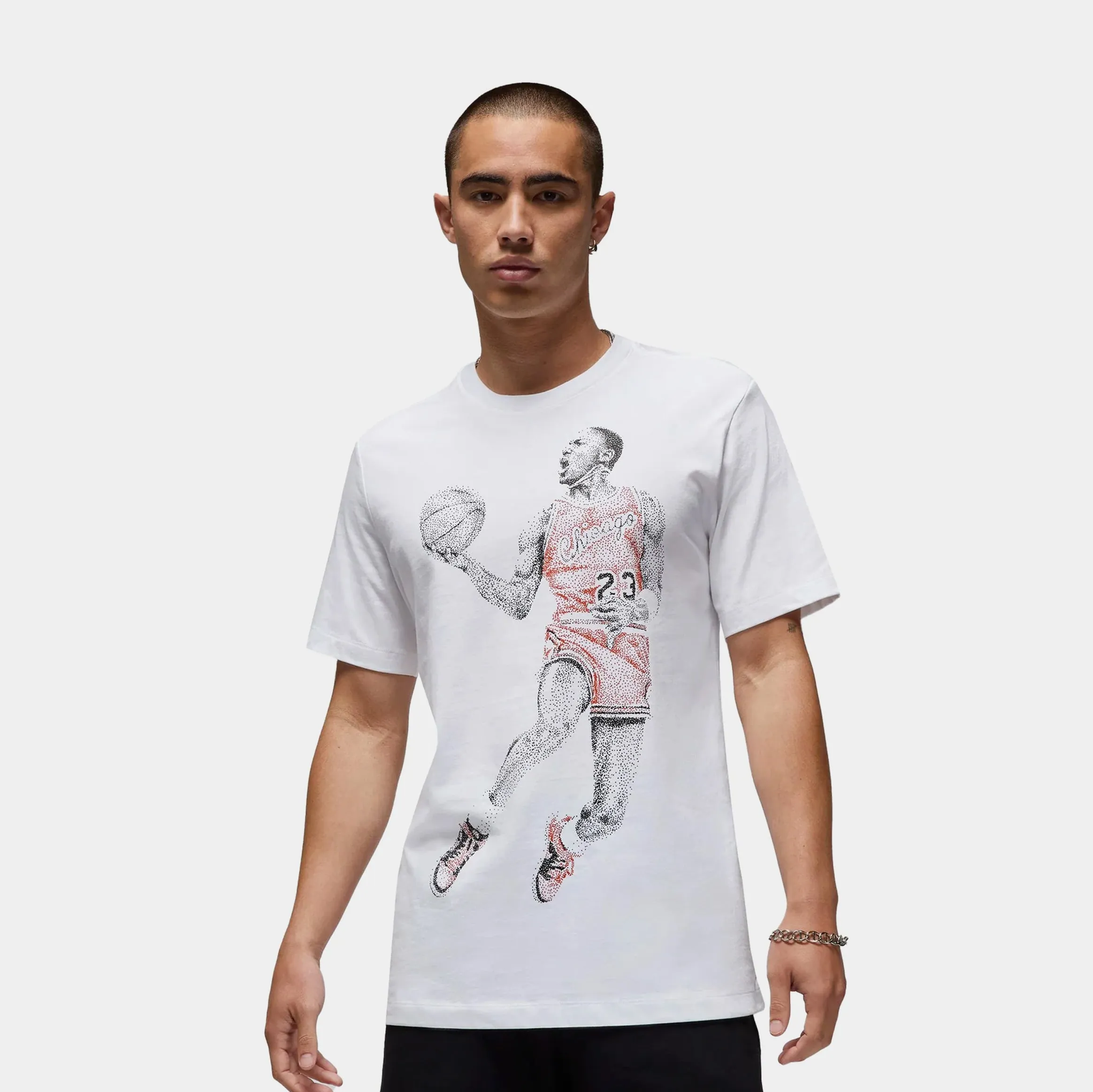 J Dot Graphic Mens Short Sleeve Shirt (White) kids' FadeResistant