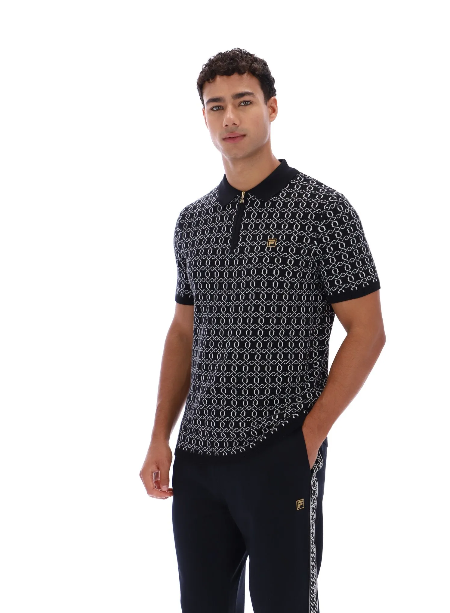 Layer-Friendly Jackson Jacquard Knit Zip Polo Shirt