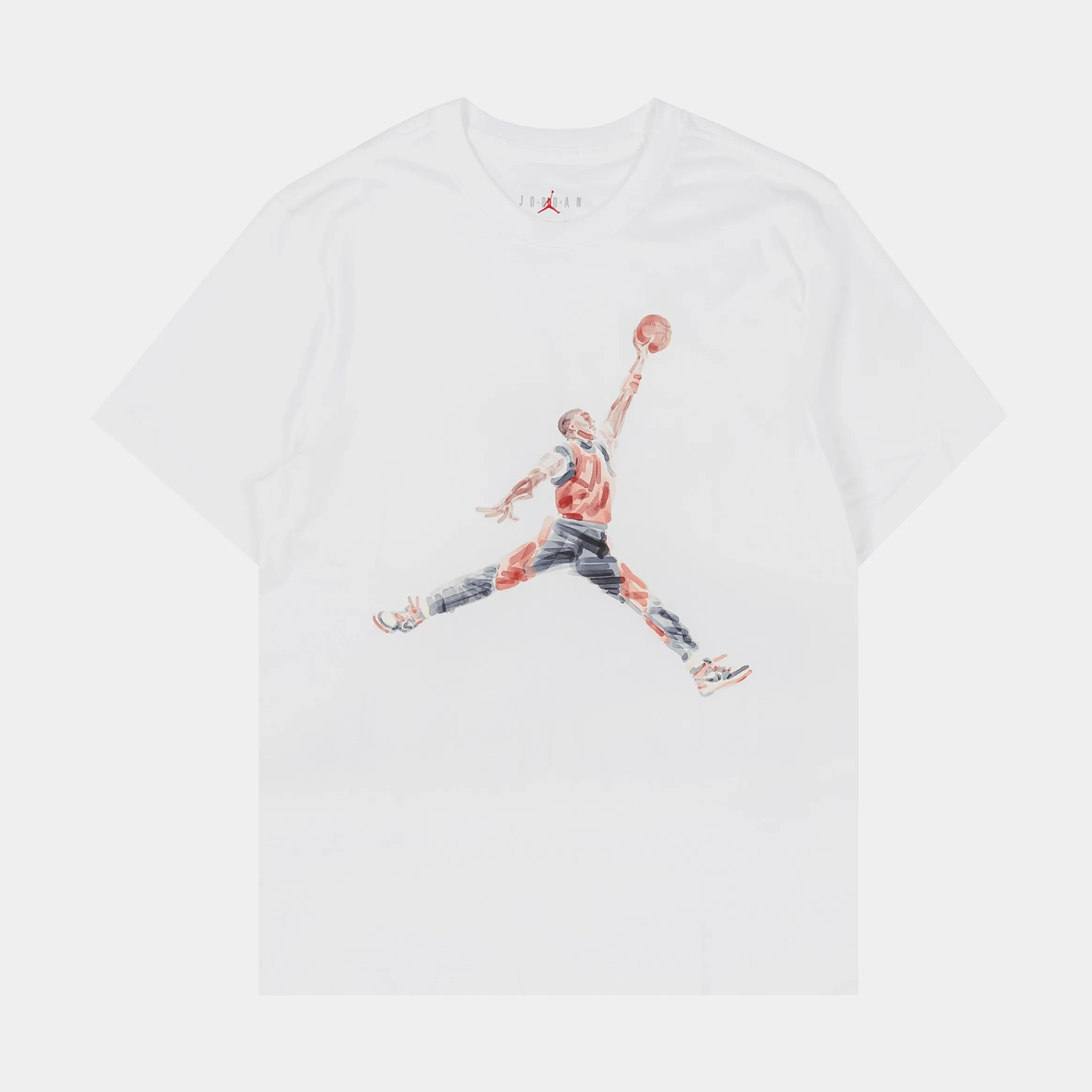 Jumpman Watercolor Mens Short Sleeve Shirt (White/Red) Fashionable Functional Fashion