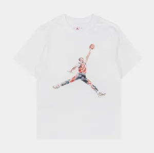 Jumpman Watercolor Mens Short Sleeve Shirt (White/Red) Active Essentials