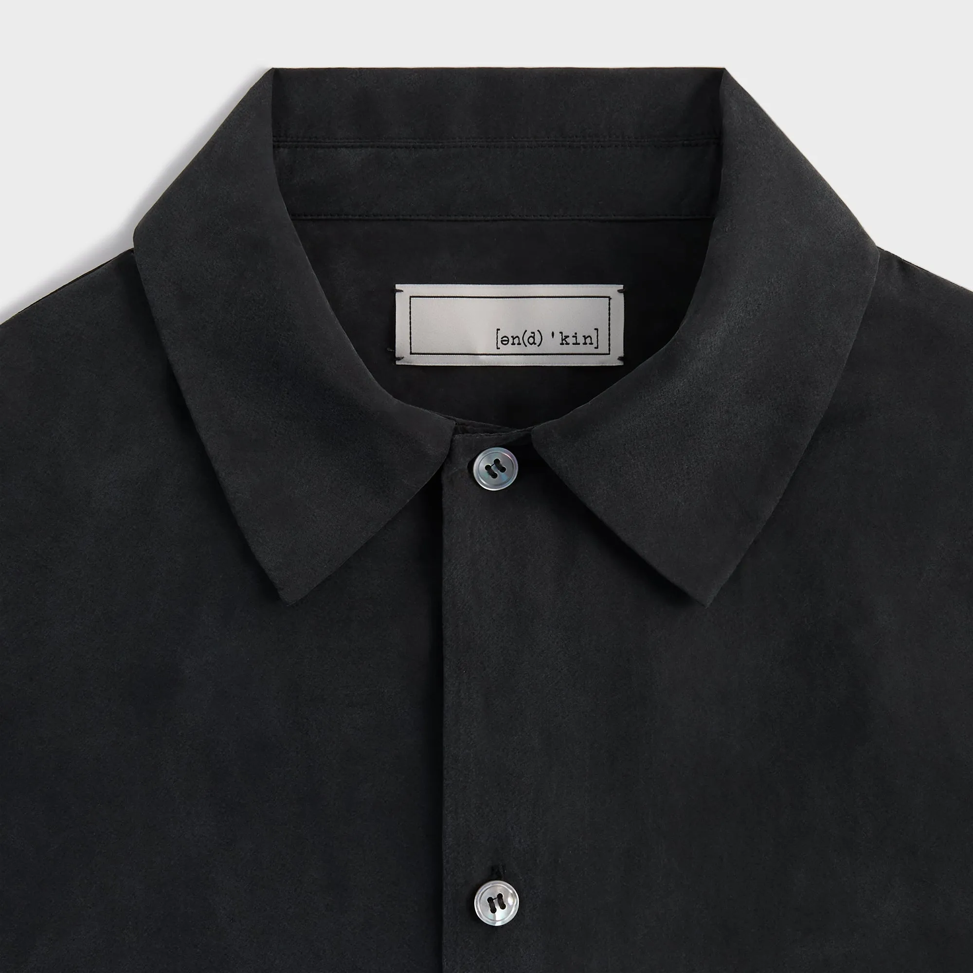 Low Profile Fastening Casual Fit Layer &Kin Silk Habotai Beckham Buttondown - Black