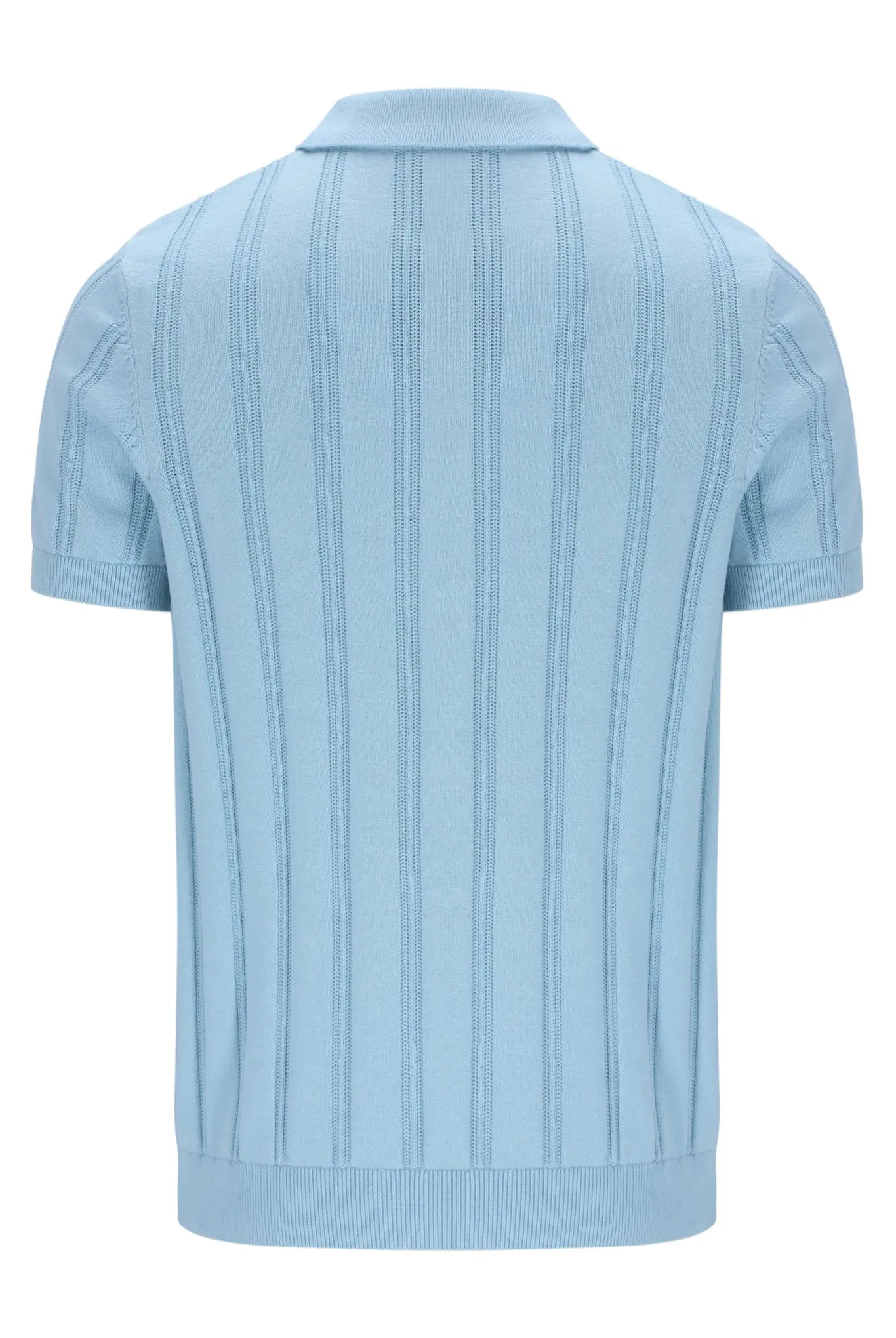 Crew Neck Design Light and Soft Kennedy Textured Stripe Knit Polo