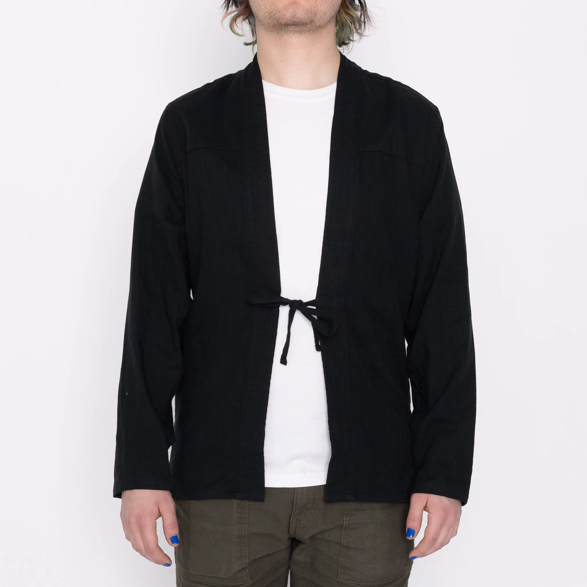 Kimono Shirt - Double Weave Gauze - Black Sporty Layer Sleepwear