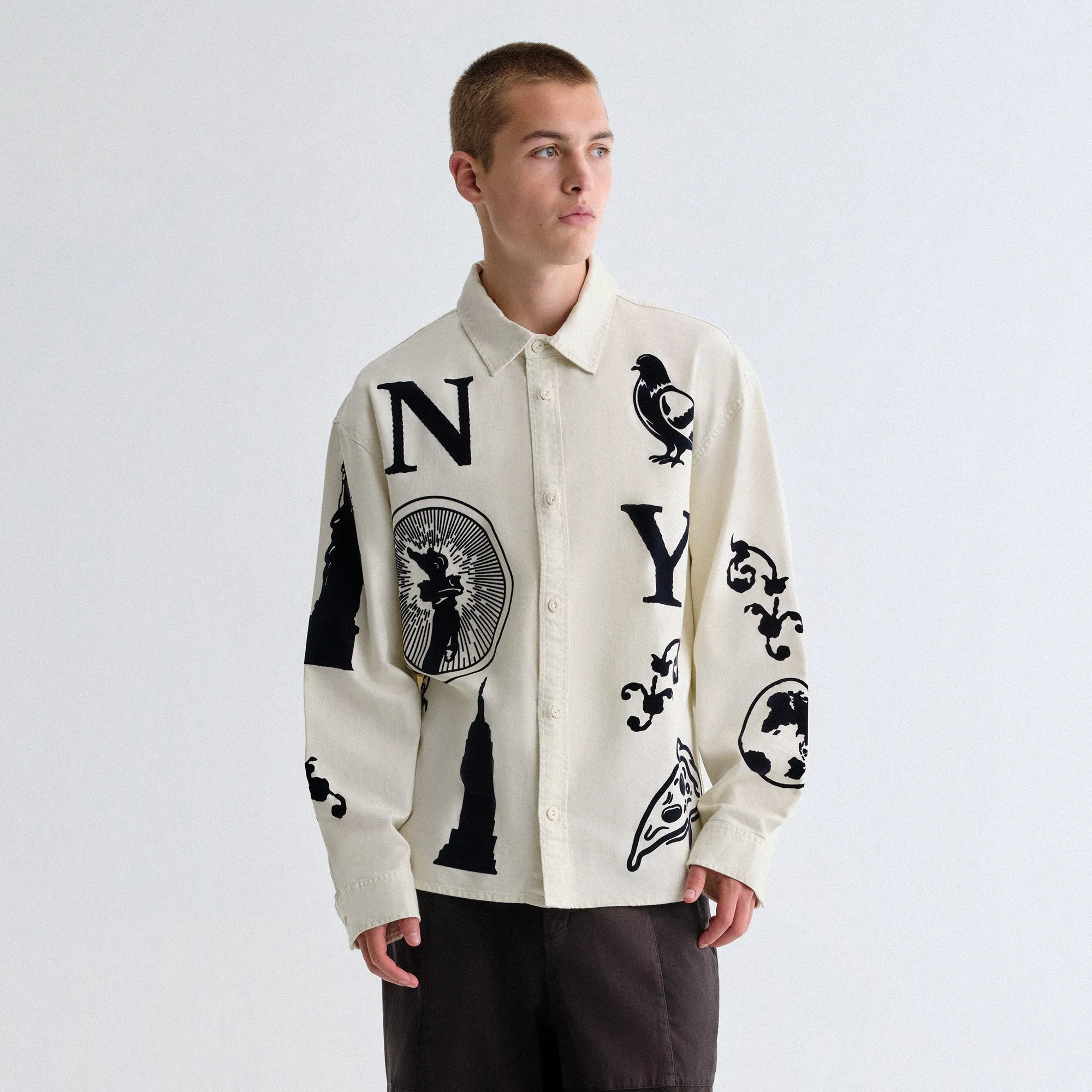 Compression Fit Design Eco Friendly Padding Kith Artisanal NY Graphic Apollo Shirt - Sandrift
