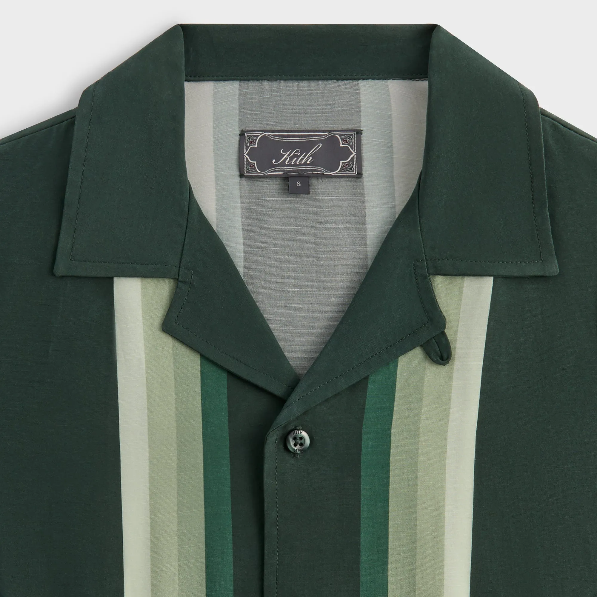 Kith Border Stripe Thompson Camp Collar Shirt - Stadium Magnetic Closure Option Crisp Layer