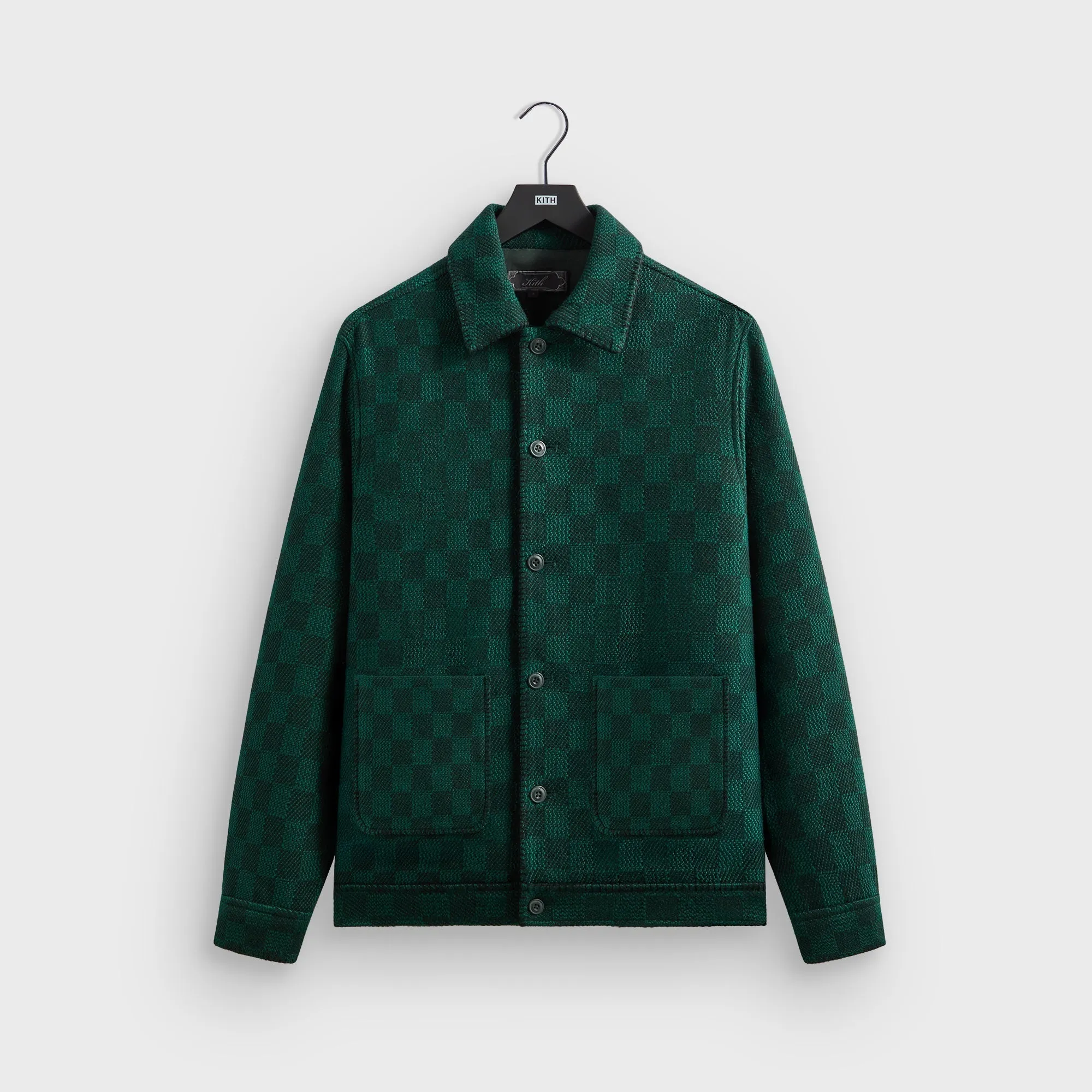 Modern Street Kith Check Boucle Boxy Collared Overshirt - Ivy Green