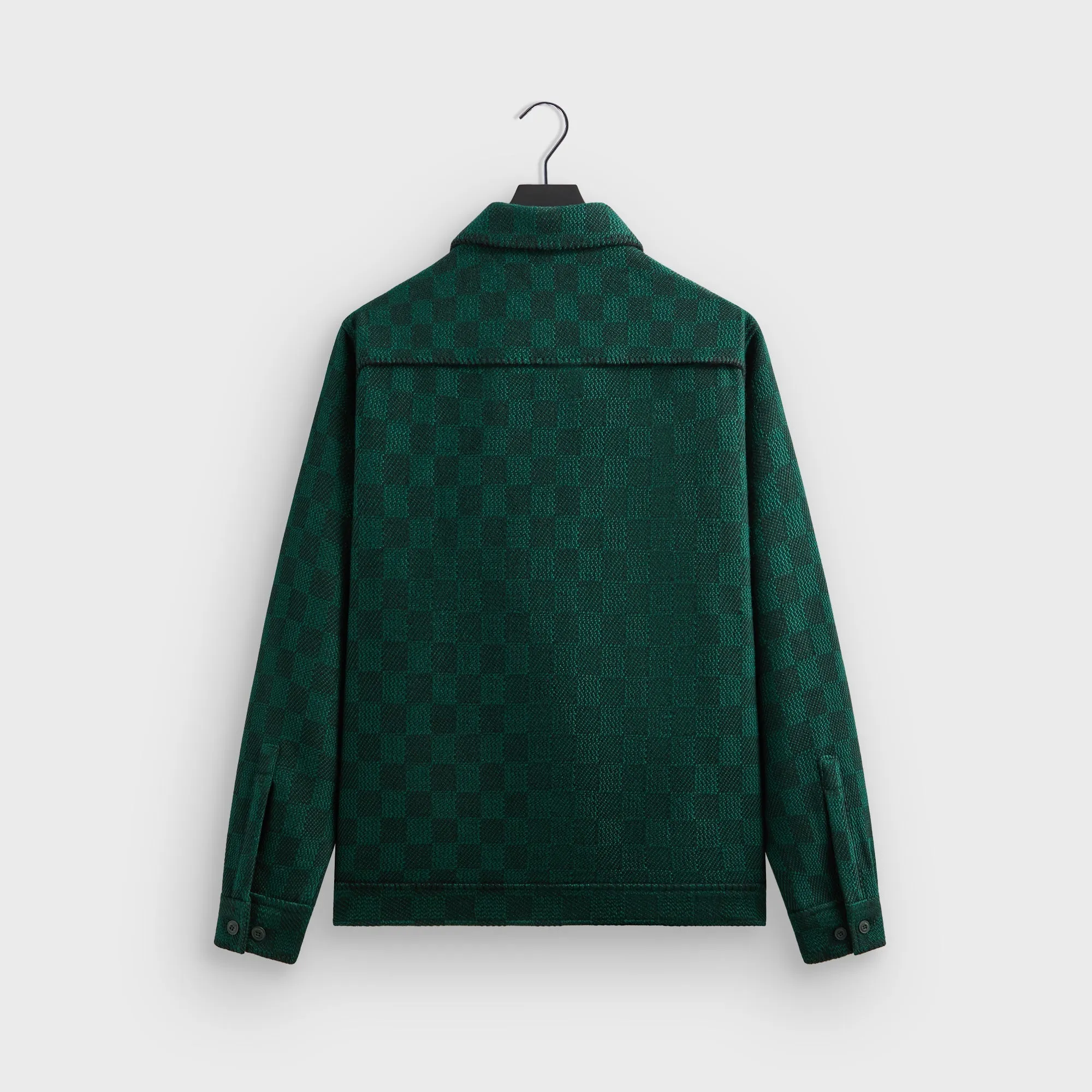 Autumn Wear Kith Check Boucle Boxy Collared Overshirt - Ivy Green