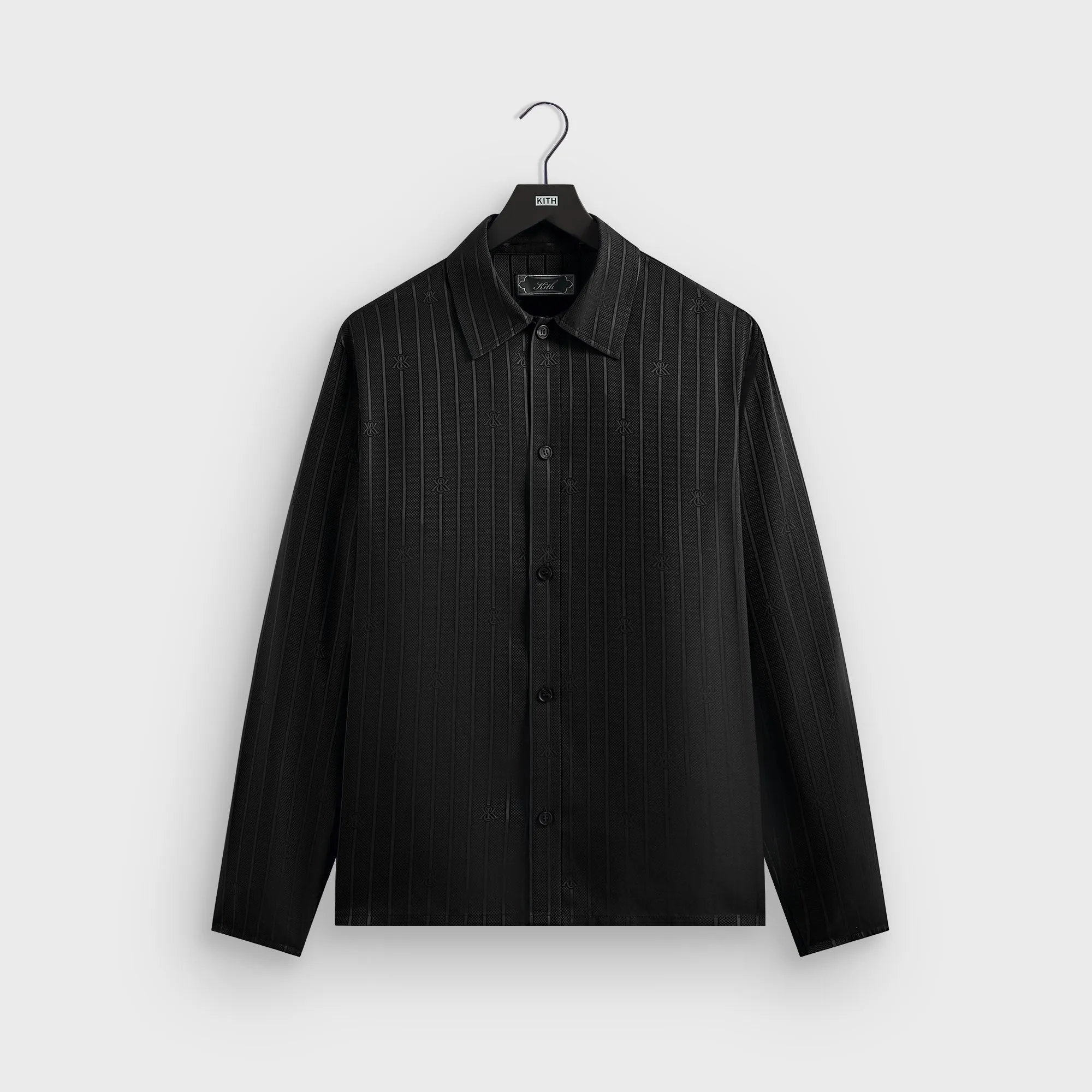 Kith Crest Logo Boxy Collared Overshirt - Black ErgonomicCut