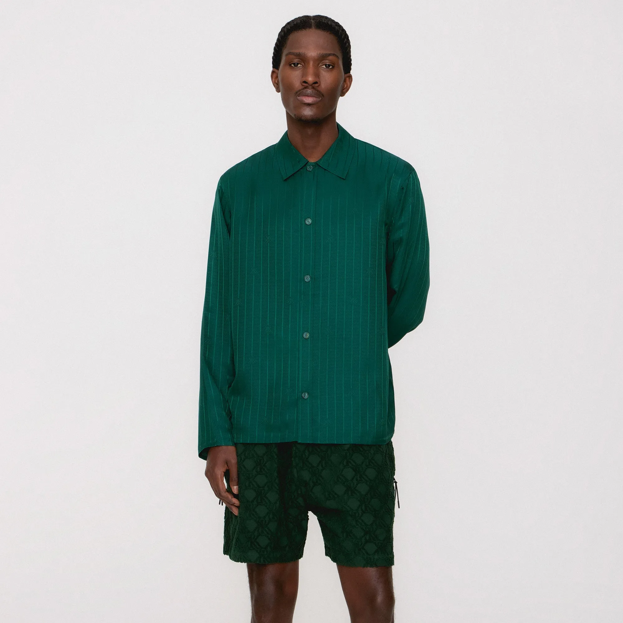 Kith Crest Logo Boxy Collared Overshirt - Fairway Cold Days