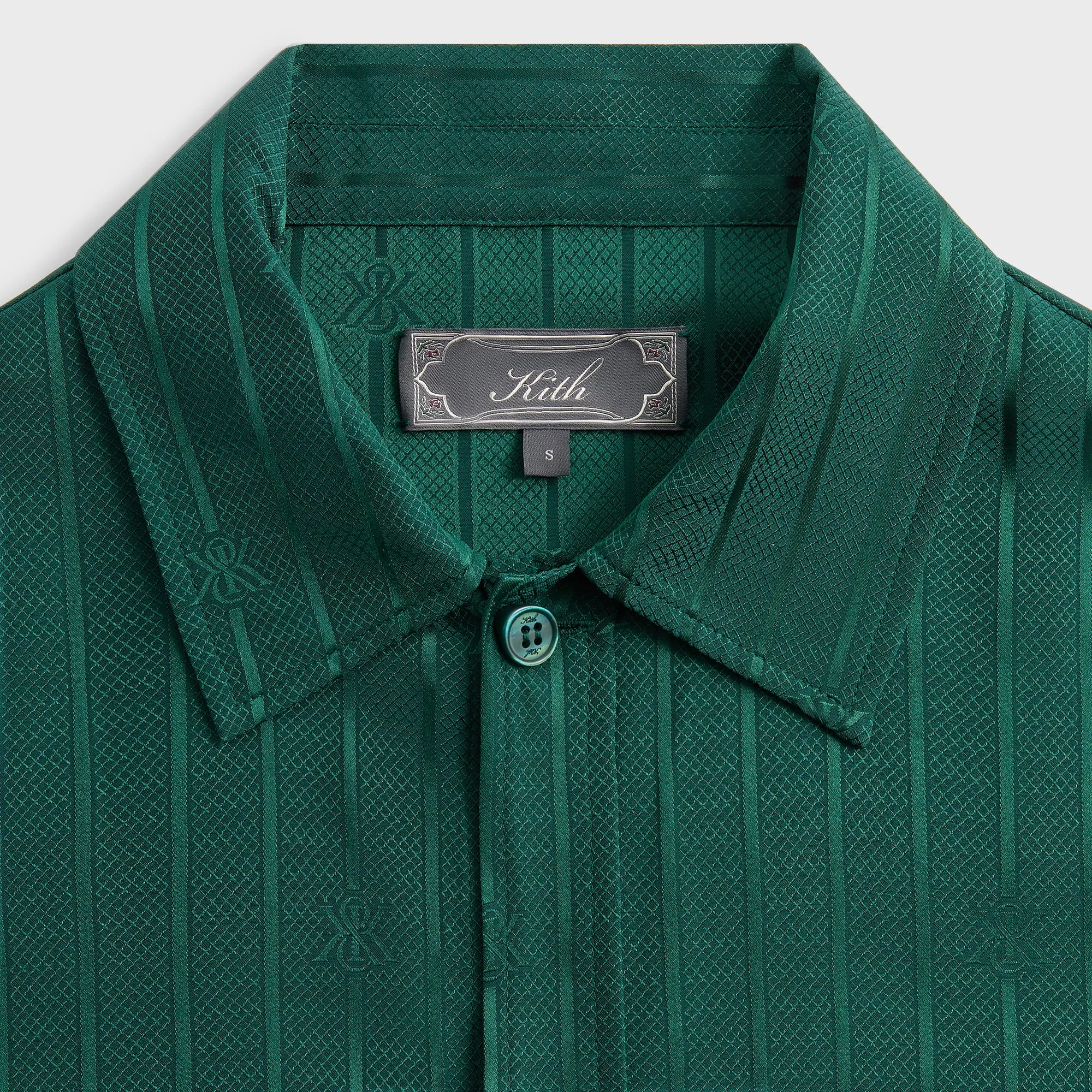 Simple Look Flex Fit Fabric Kith Crest Logo Boxy Collared Overshirt - Fairway