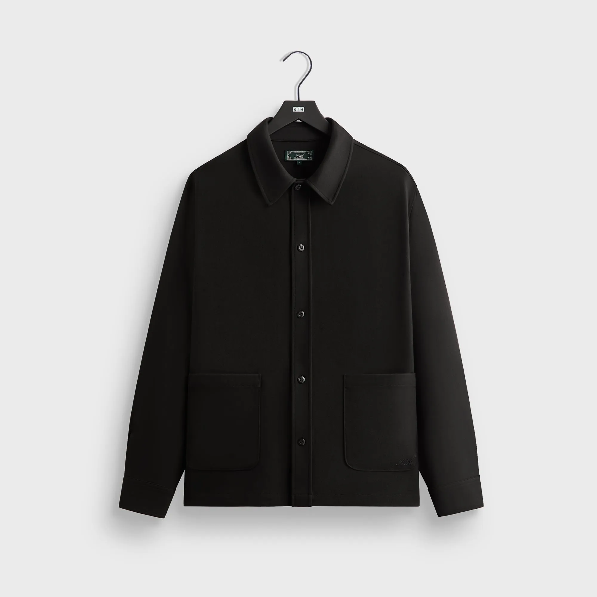 Kith Double Weave Boxy Collared Overshirt - Black Ergonomic Drape