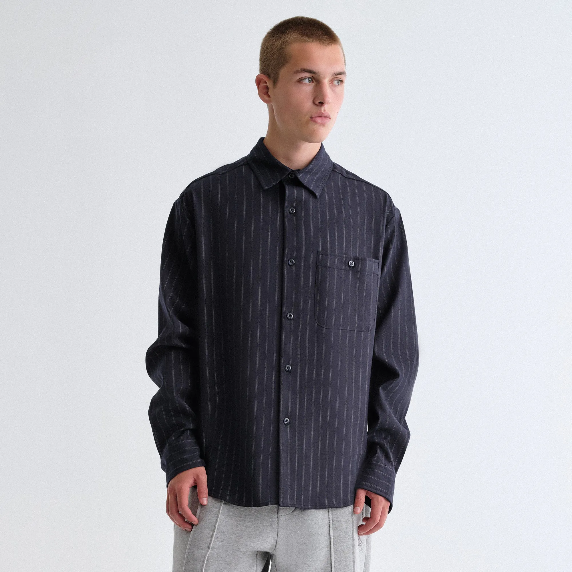 Single Breasted Kith Flannel Tomas Shirt - Nocturnal