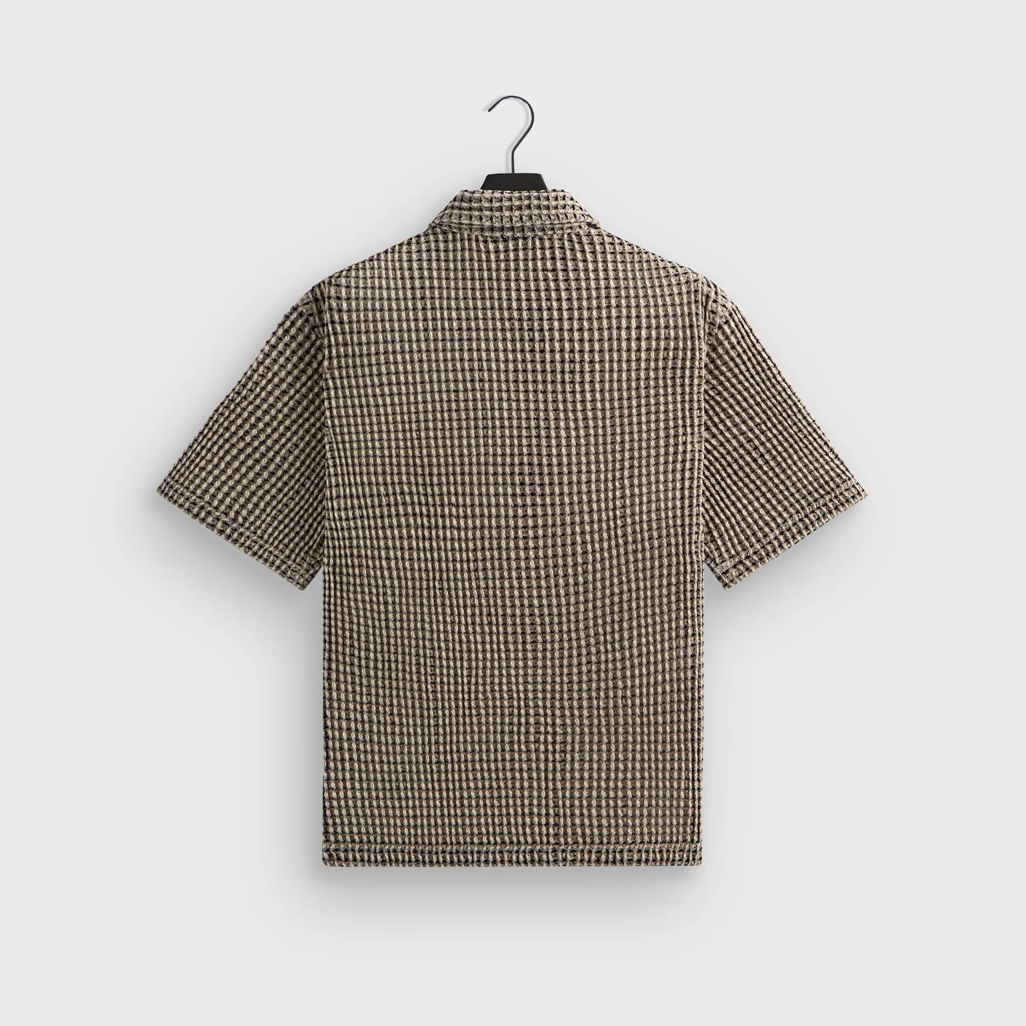 Heavyweight Warmth Softshell Coating Kith Geometric Diamond Short Sleeve Boxy Collared Overshirt - Black