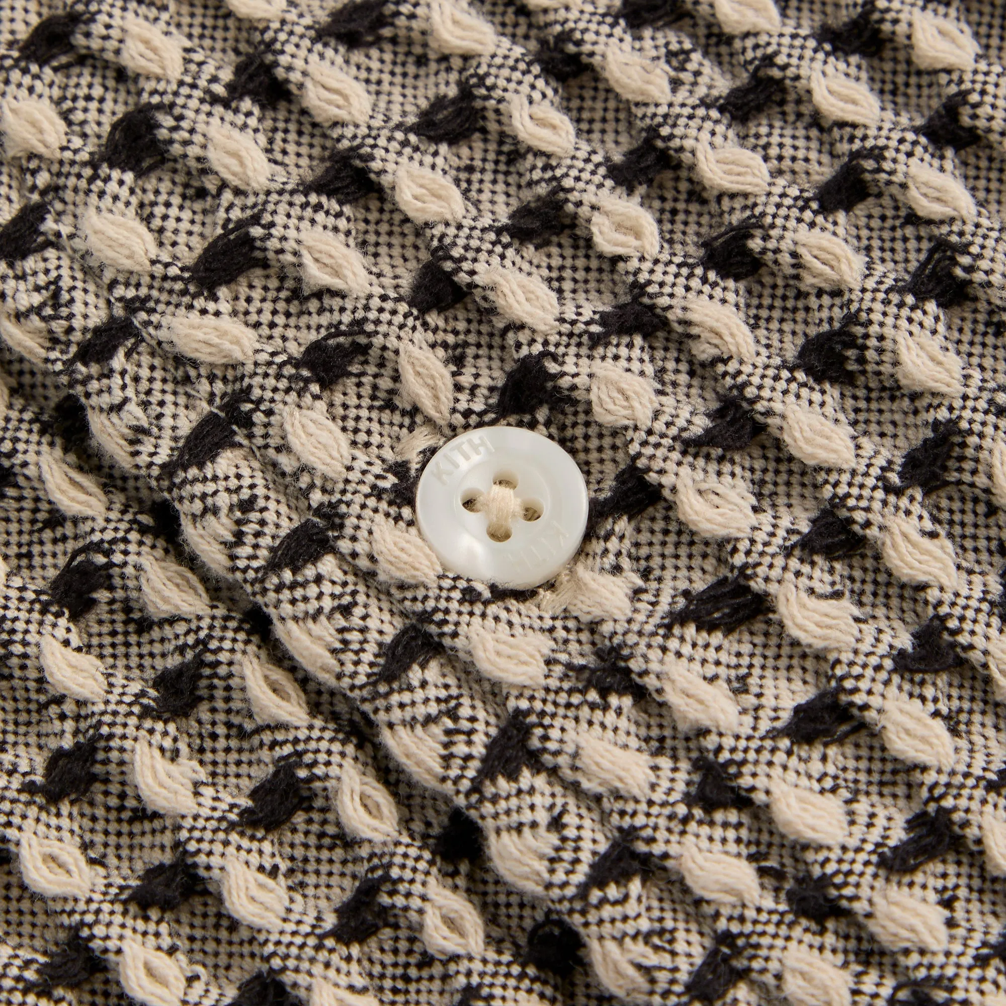 Kith Geometric Diamond Short Sleeve Boxy Collared Overshirt - Black ripstop fabric