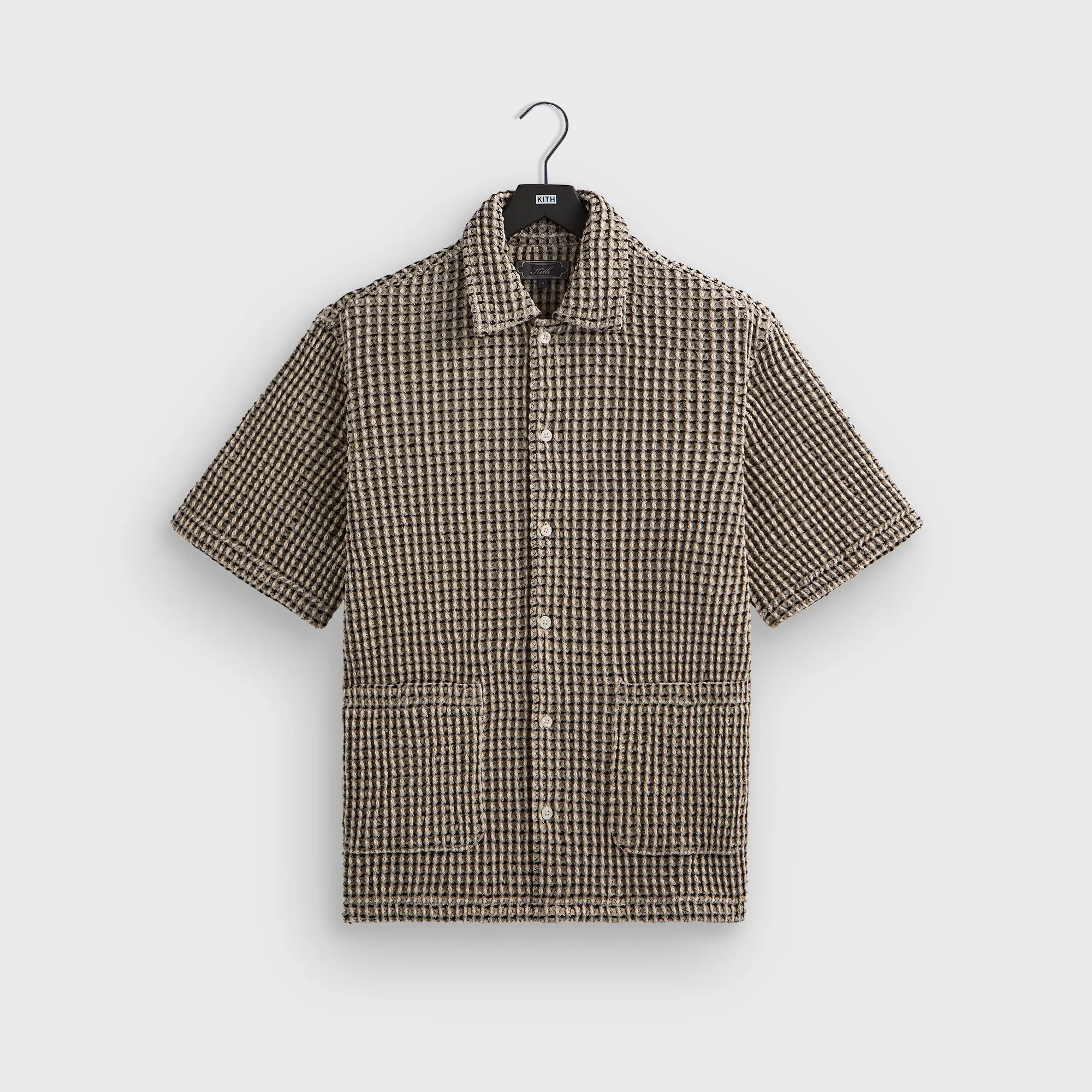 Kith Geometric Diamond Short Sleeve Boxy Collared Overshirt - Black Cold Season