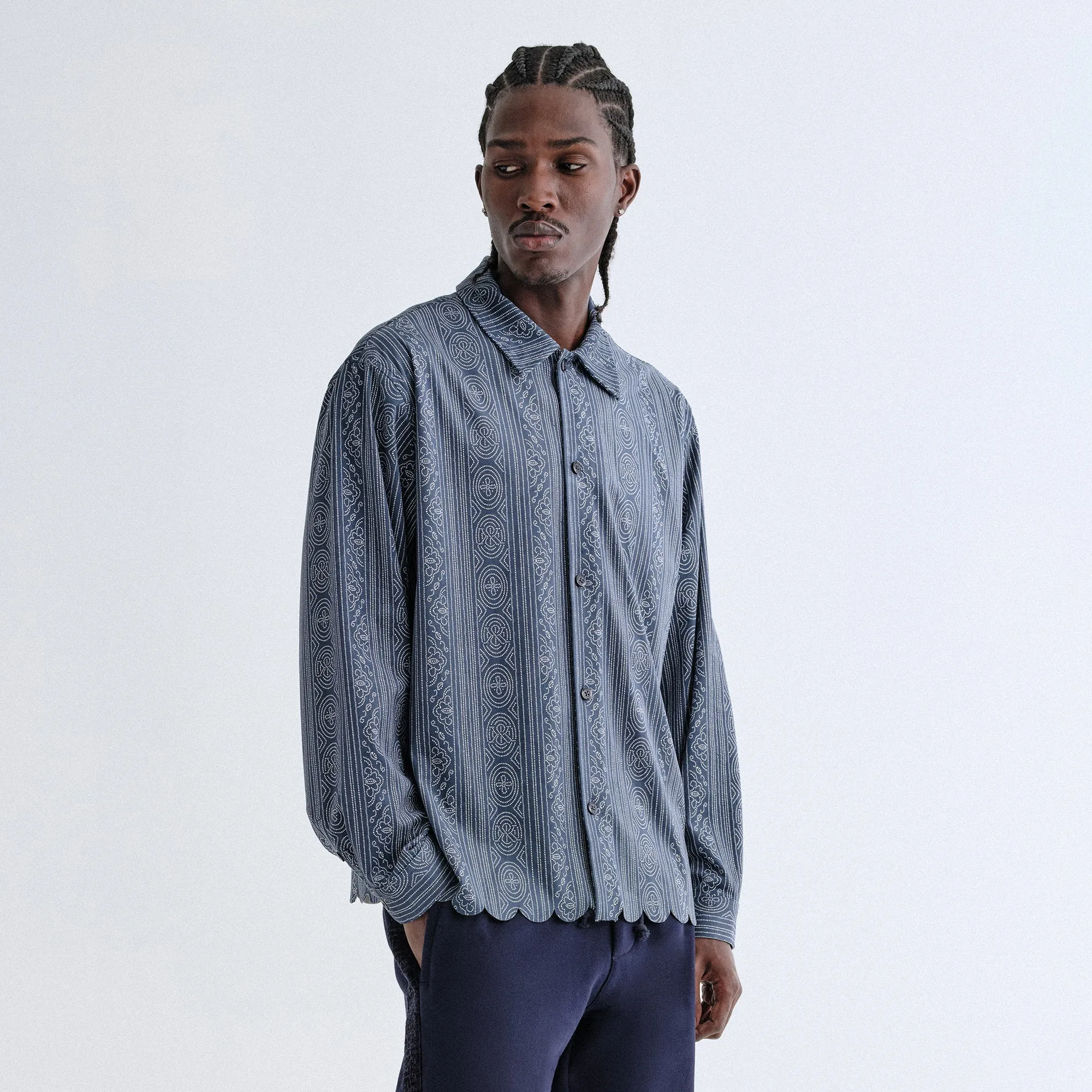Kith Isaac Microsuede Long Sleeve Button Down - Nocturnal Layered Look