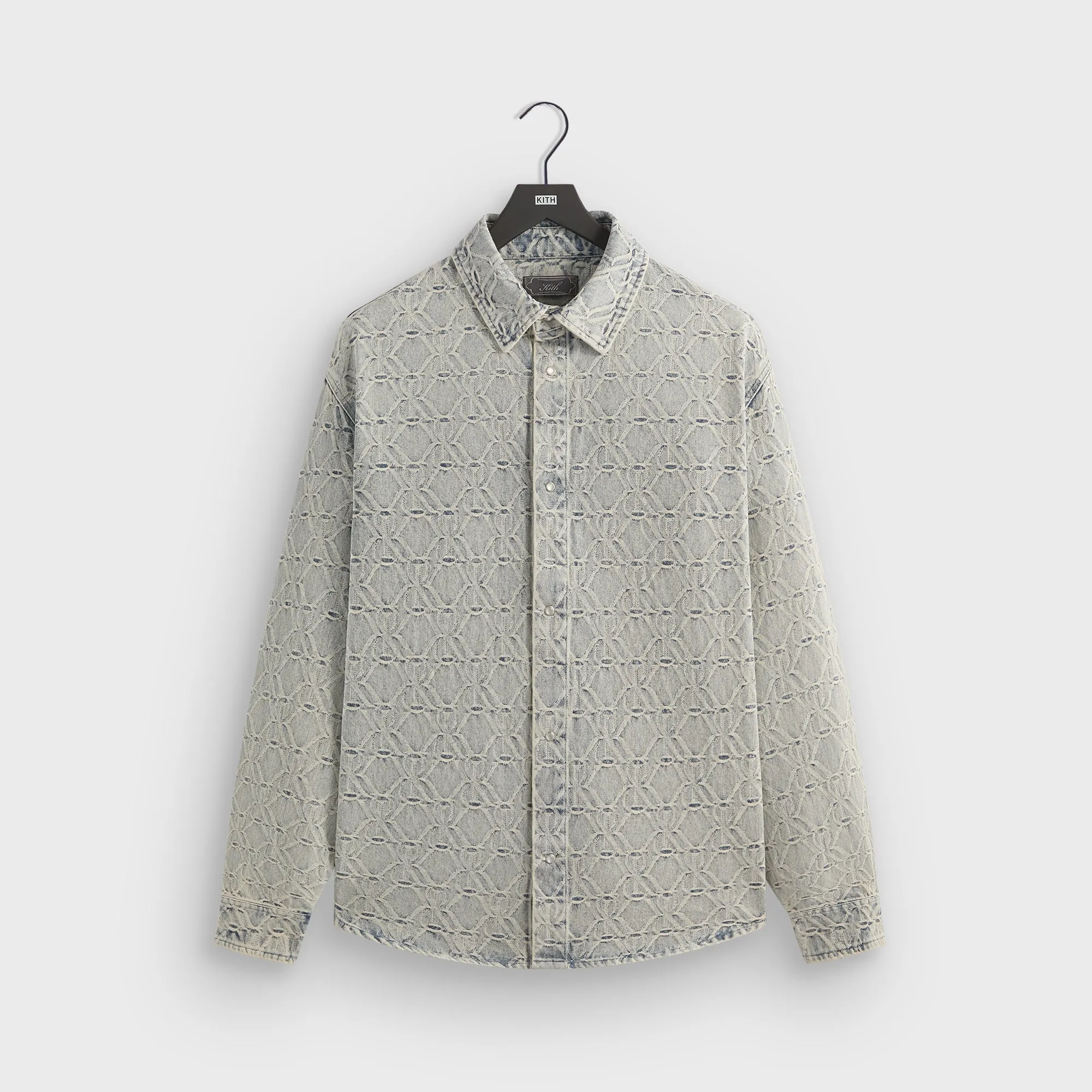 All Ground Anti Slip Cuffs Kith Jacquard Crest Denim Apollo Shirt - Atom