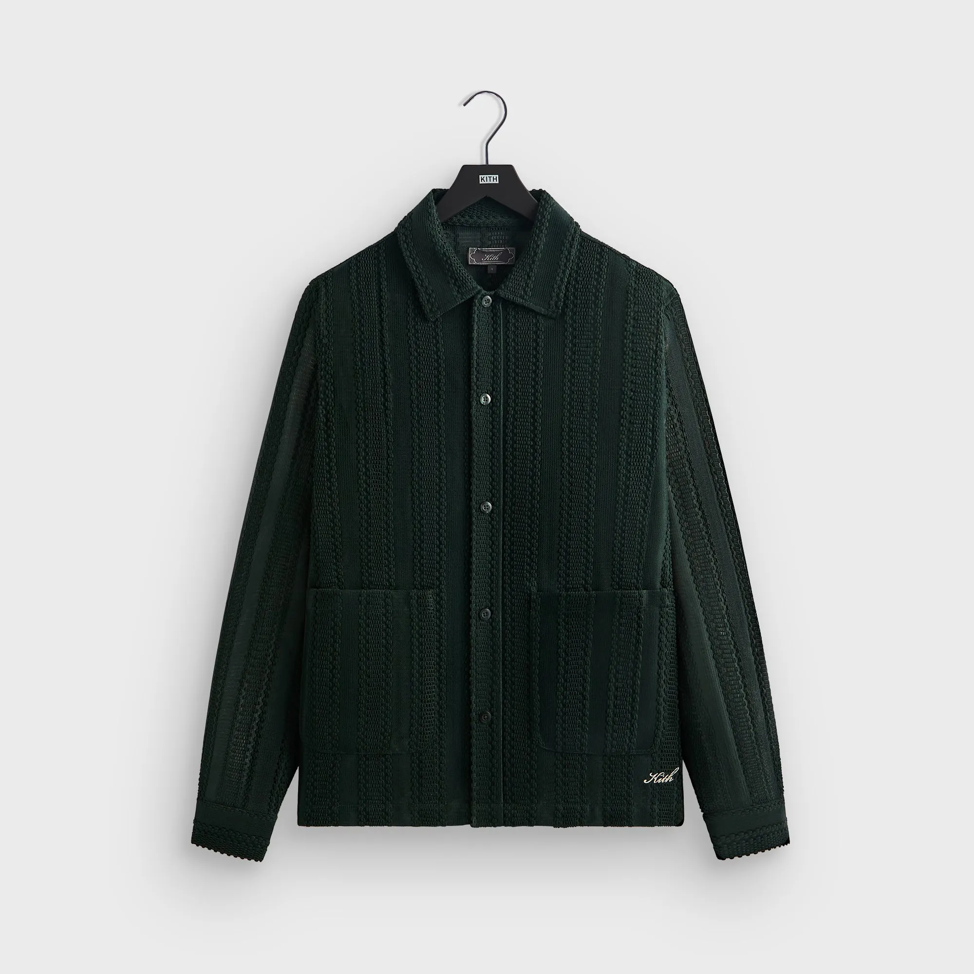 Kith Ladder Lace Long Sleeve Boxy Collared Overshirt - Stadium Flexible Fleece Lining Convertible Sleeves