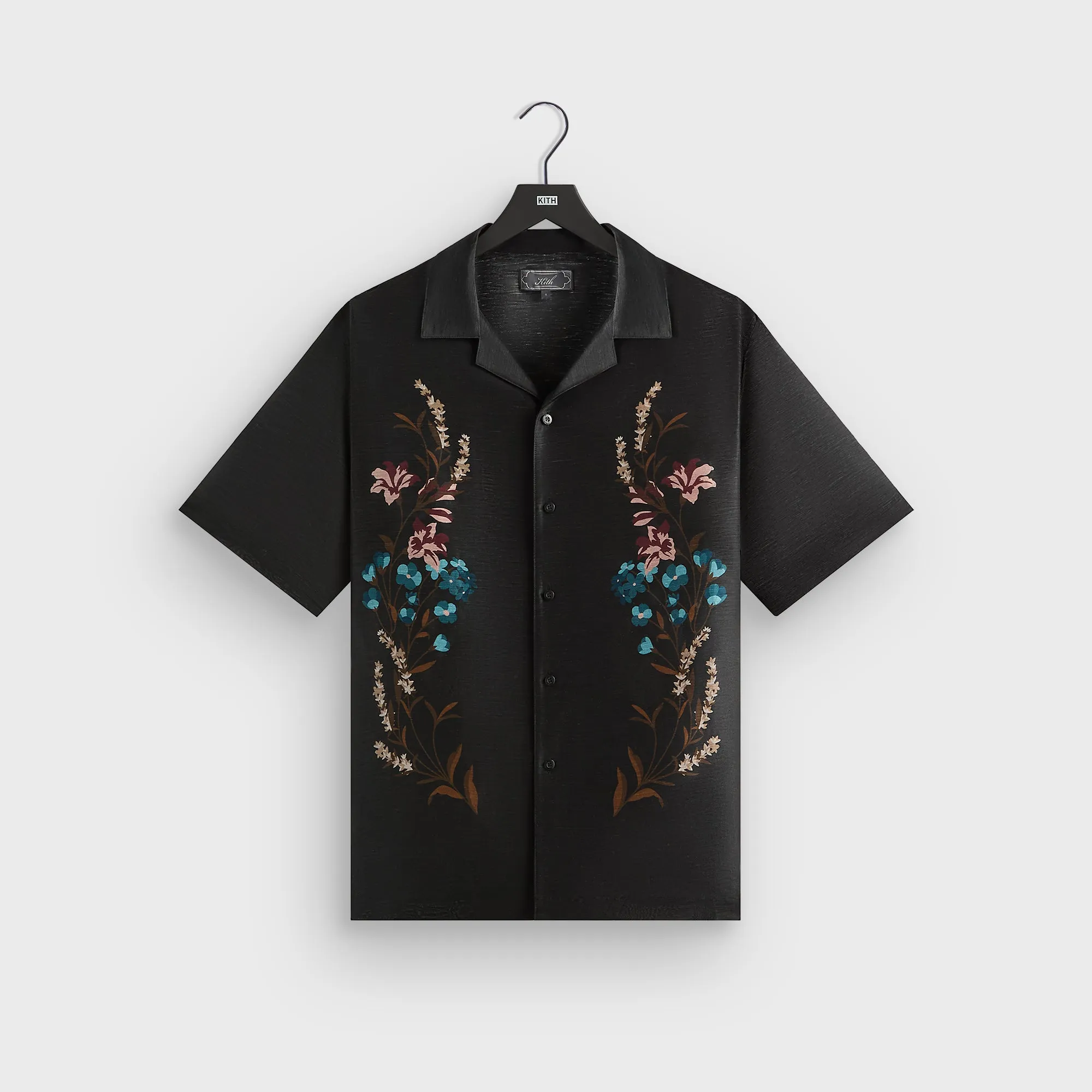 Reinforced Stitching Trendy Must Have Kith Linen Thompson Camp Collar Shirt - Black