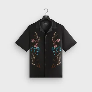 Reinforced Stitching Trendy Must Have Kith Linen Thompson Camp Collar Shirt - Black