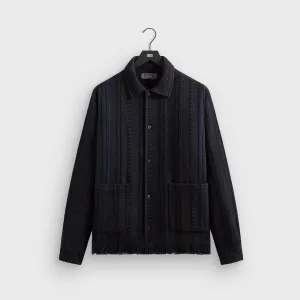 WeatherproofCoating Versatile Fit Layer Kith Mixed Stripe Tweed Boxy Collared Overshirt - Nocturnal