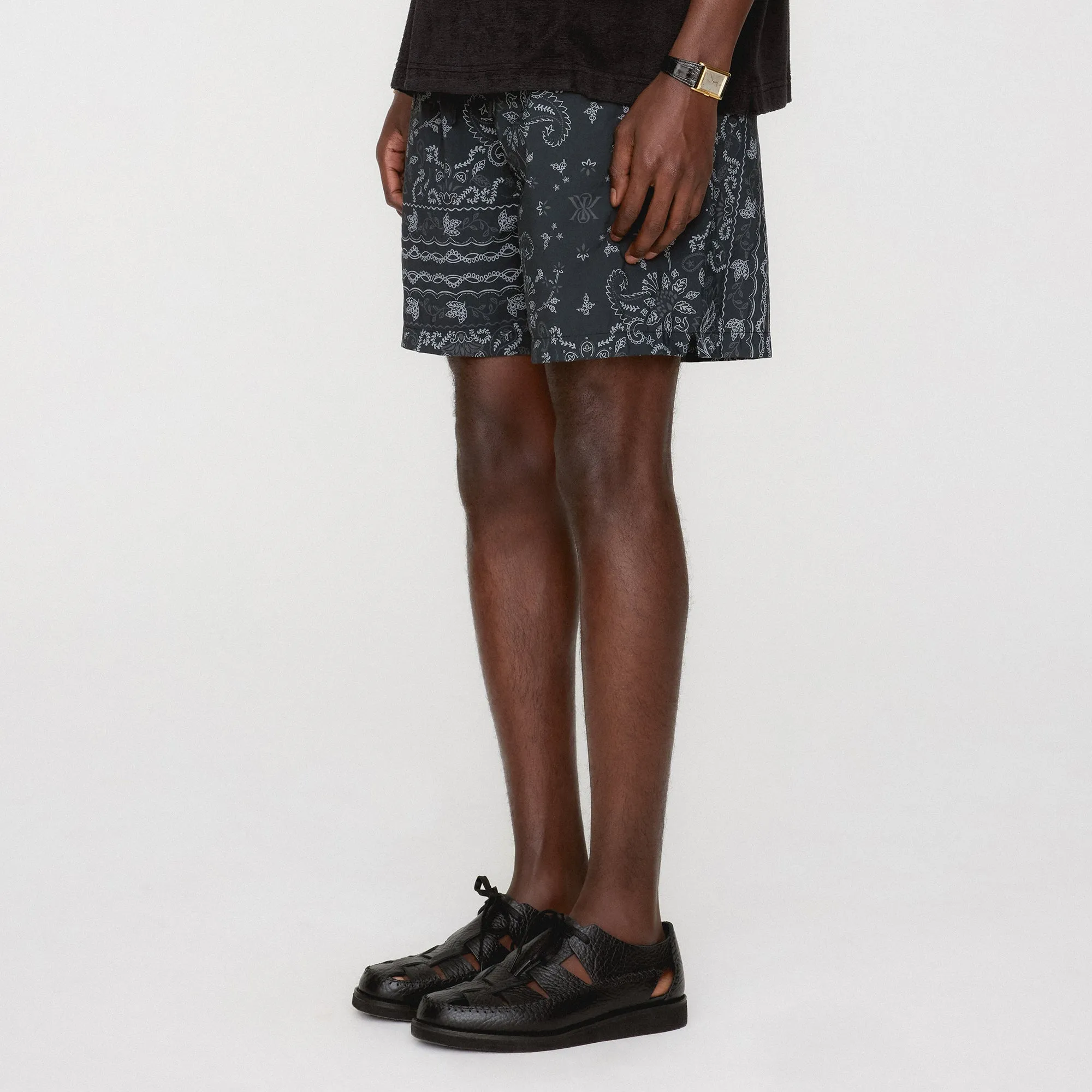 Kith Panelled Bandana Ashton Swim Short - Black regular size Athletic Design