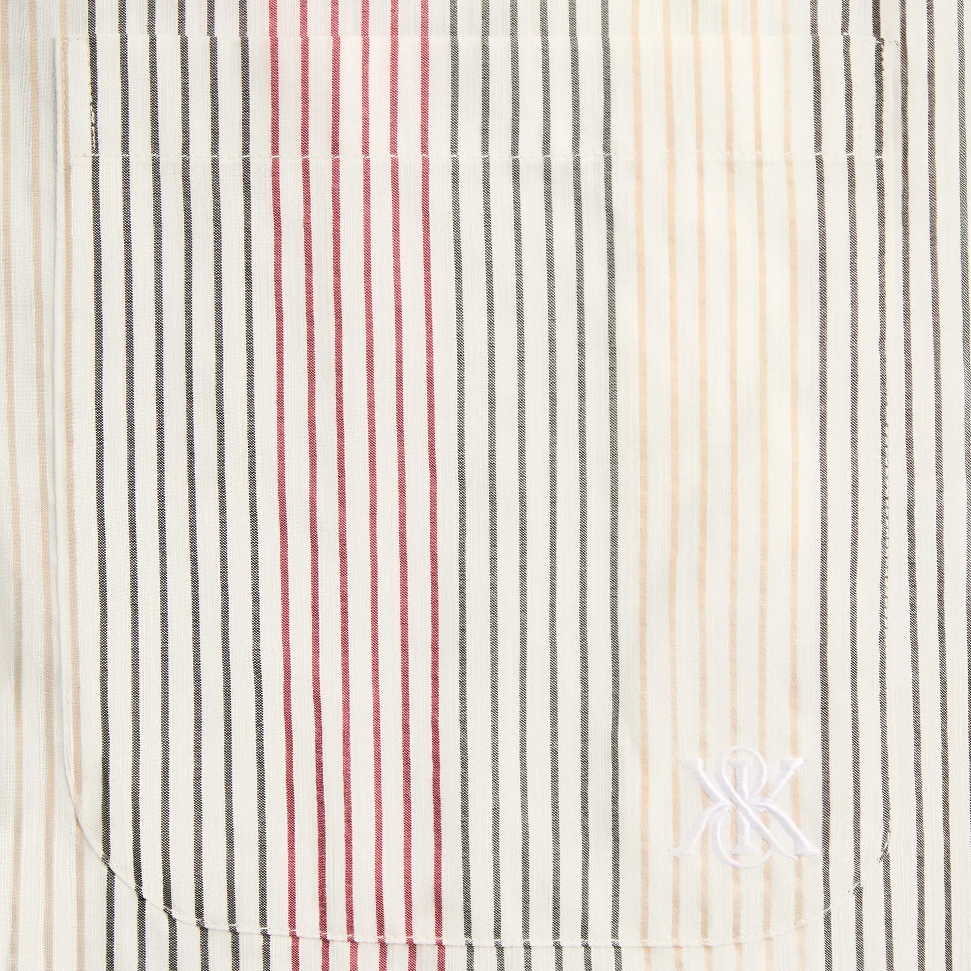 Kith Seersucker Long Sleeve Boxy Collared Overshirt - White Non Restrictive Mobility