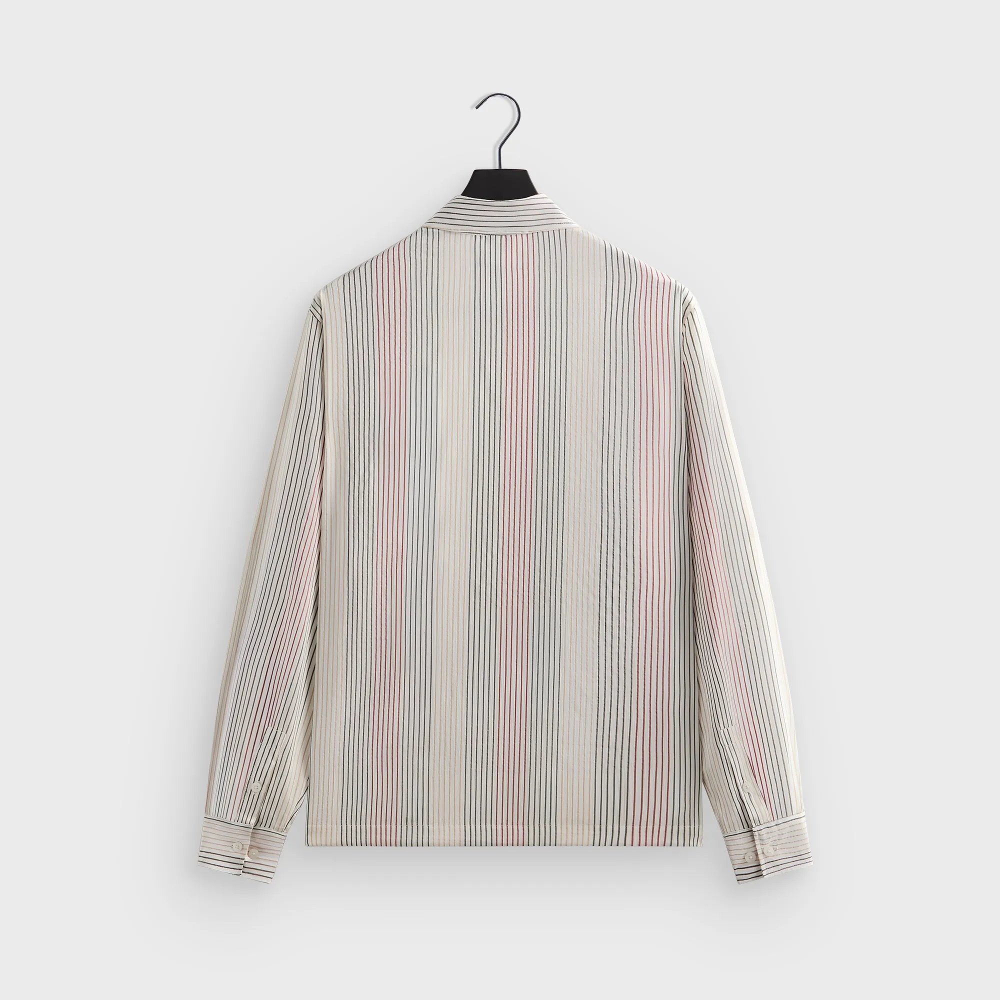 Clean Silhouette Collapsible Packable Design Kith Seersucker Long Sleeve Boxy Collared Overshirt - White