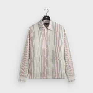Lightweight Design Kith Seersucker Long Sleeve Boxy Collared Overshirt - White