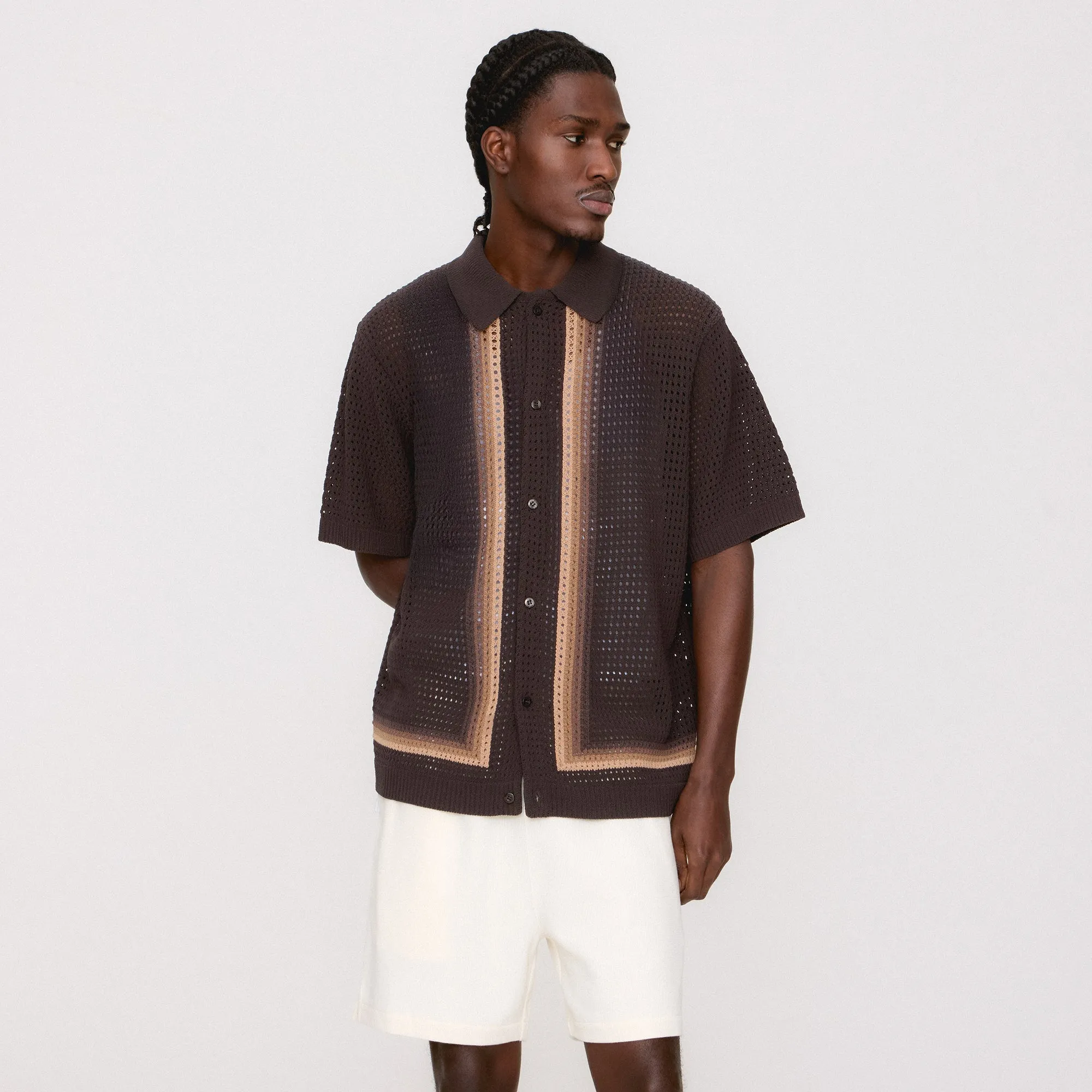 UltraQuietMaterial Tear Resistant Fabric Blends Kith Thompson Crochet Buttondown - Kindling