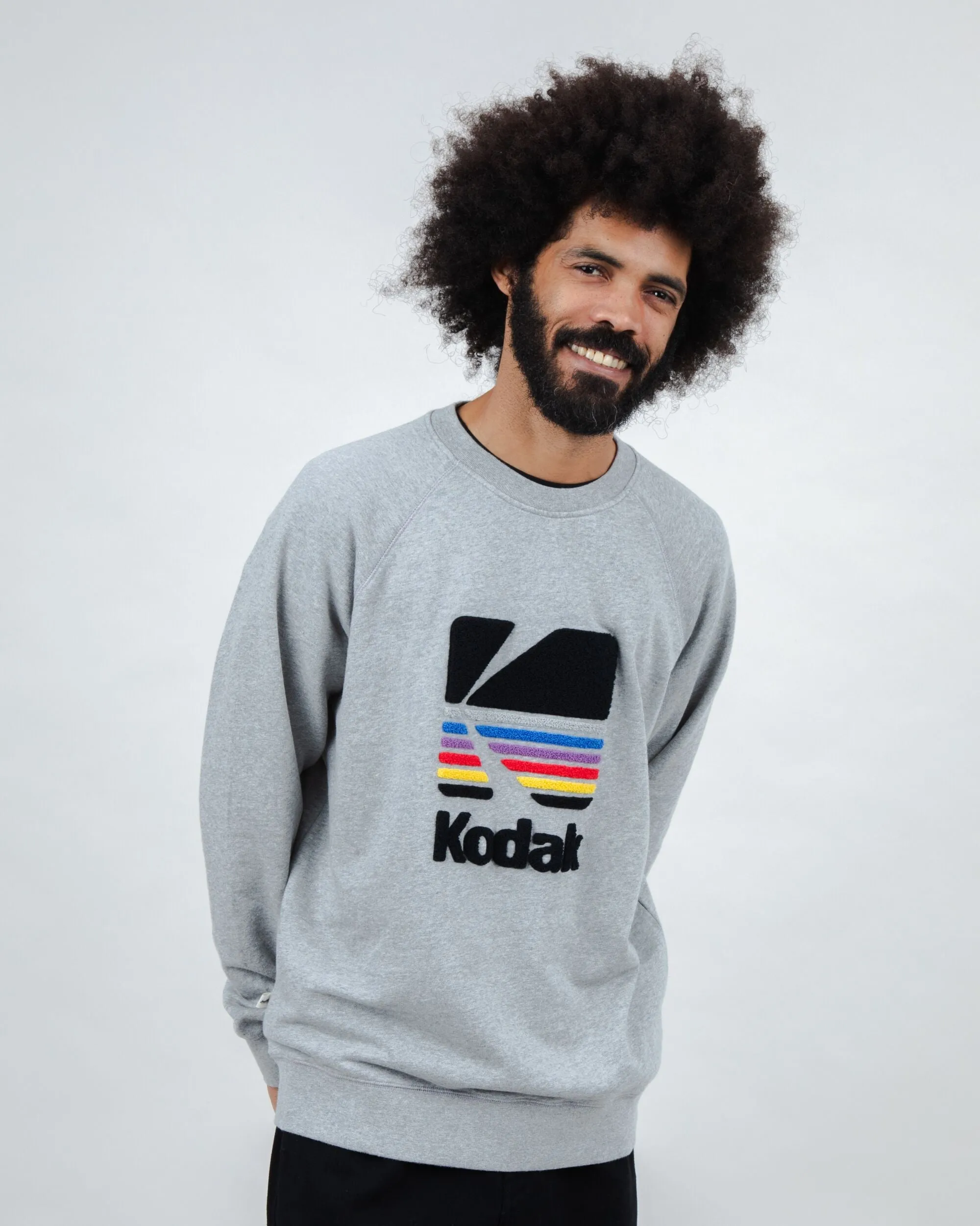 product herringbone texture Kodak Logo Sweatshirt Grey Melange