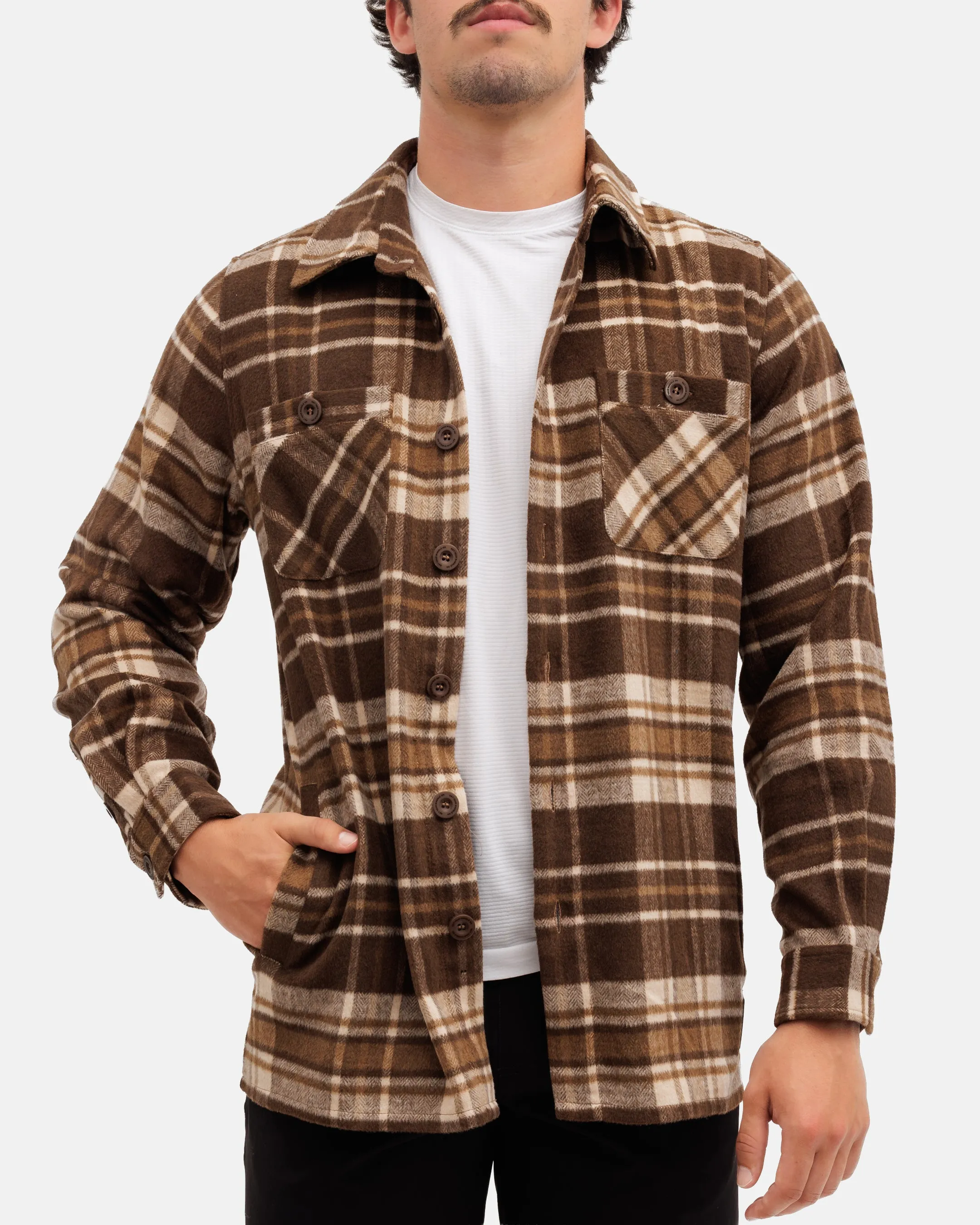 Wally Men's Heavyweight Flannel Overshirt Waist String