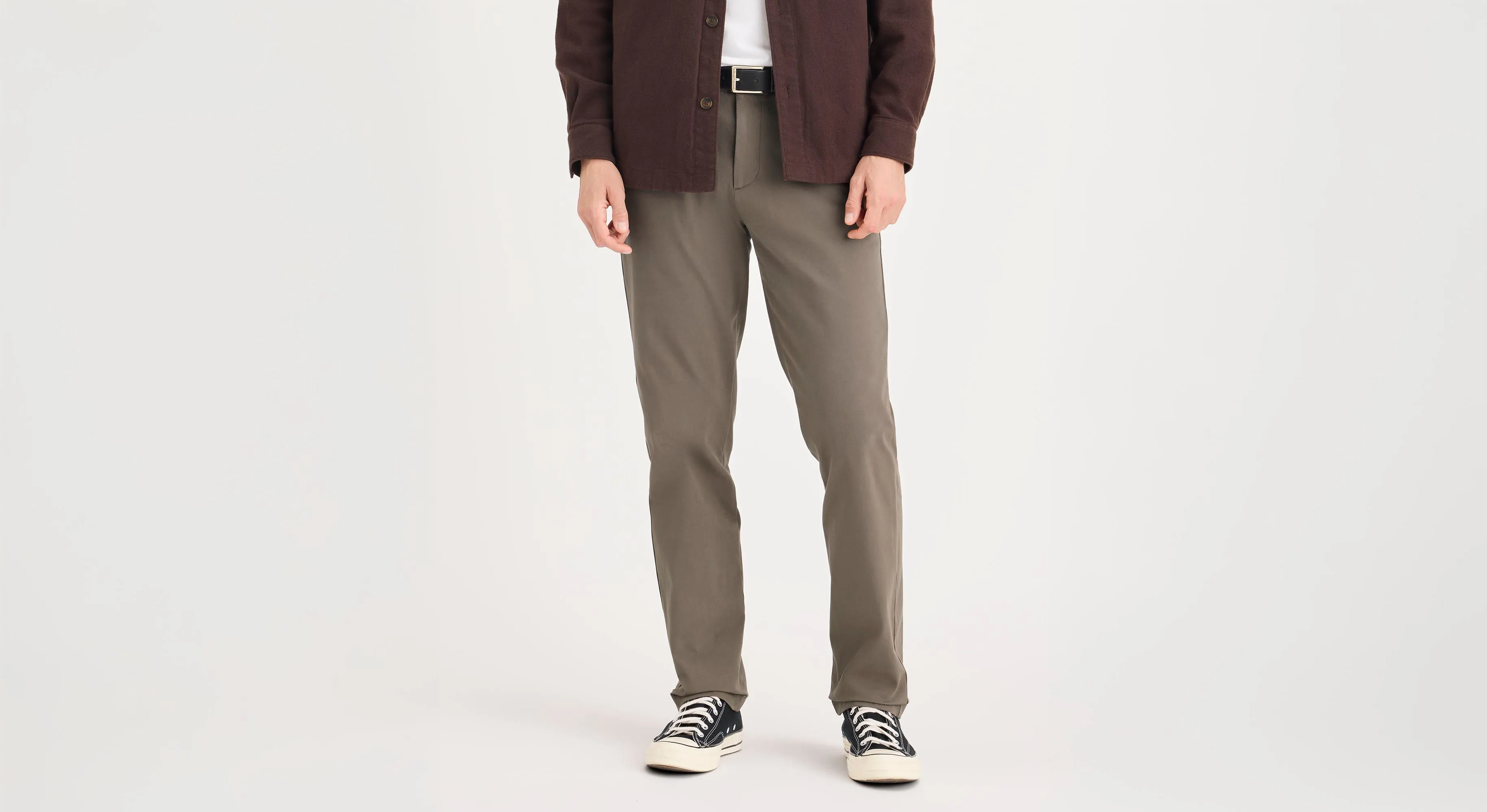 Tight Waist Crafted Khaki Pants, Slim Fit