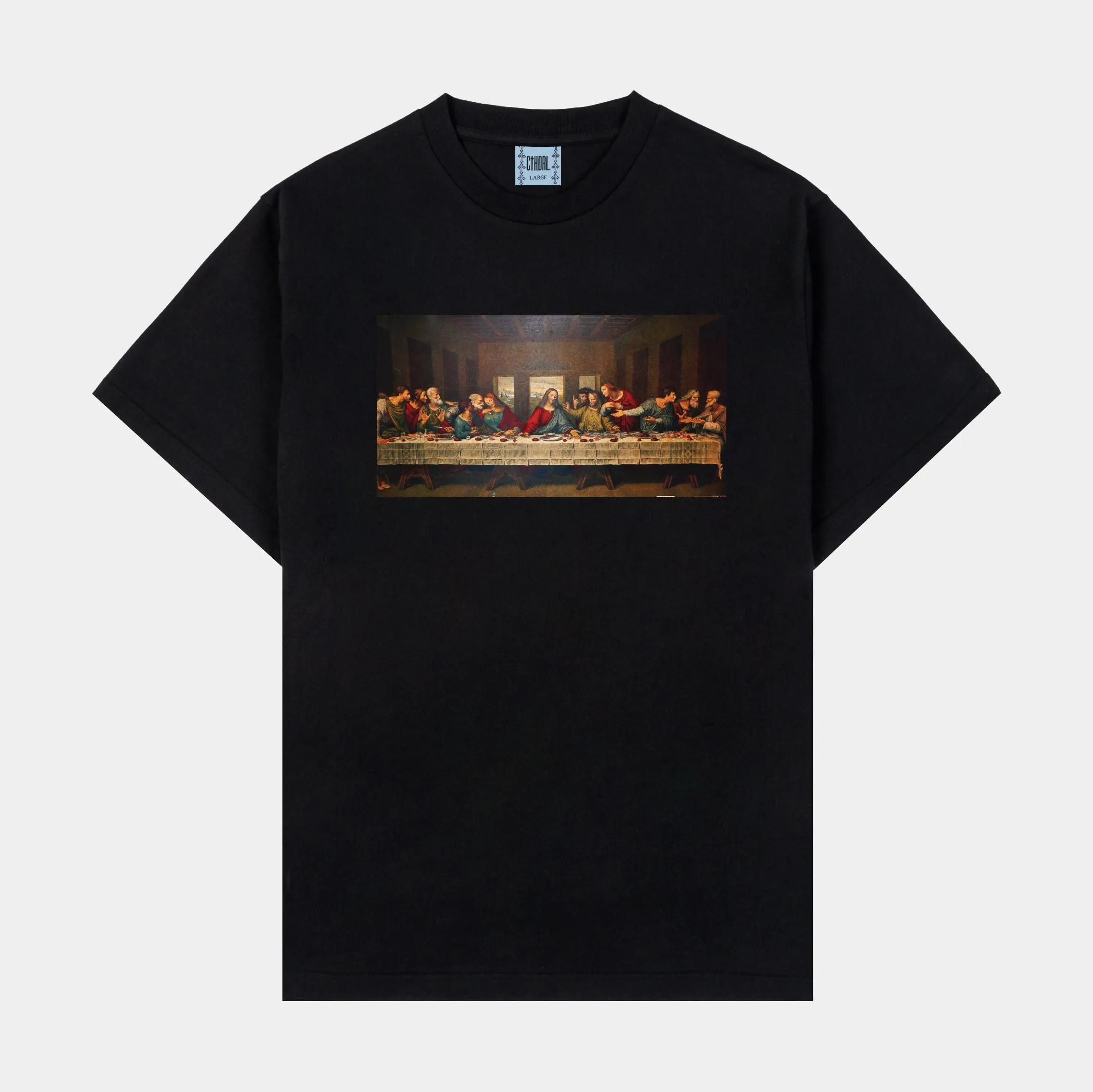 Casual Flex Breathable fabric Last Supper Mens Short Sleeve Shirt (Washed Black)